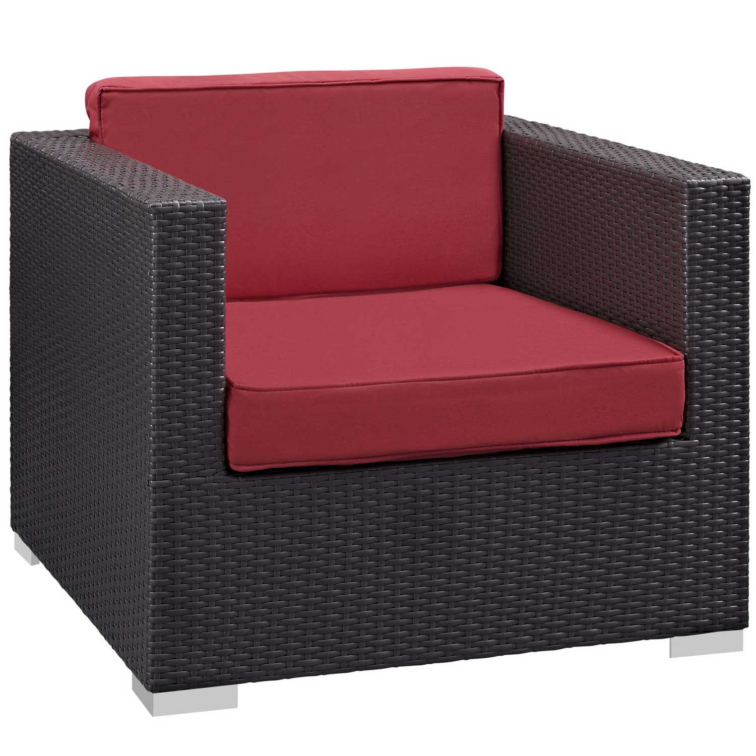 Modway Gather Outdoor Patio Armchair - Espresso/Red