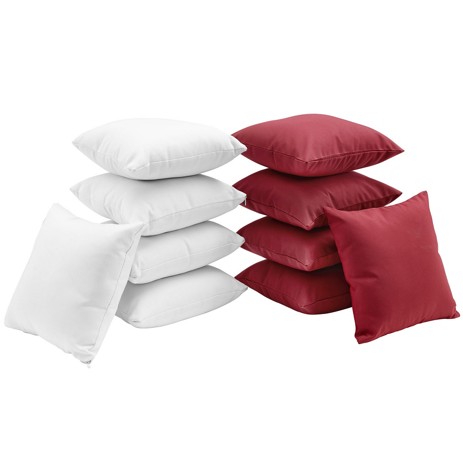 Modway Gather Ten Piece Pillow Set - White/Red