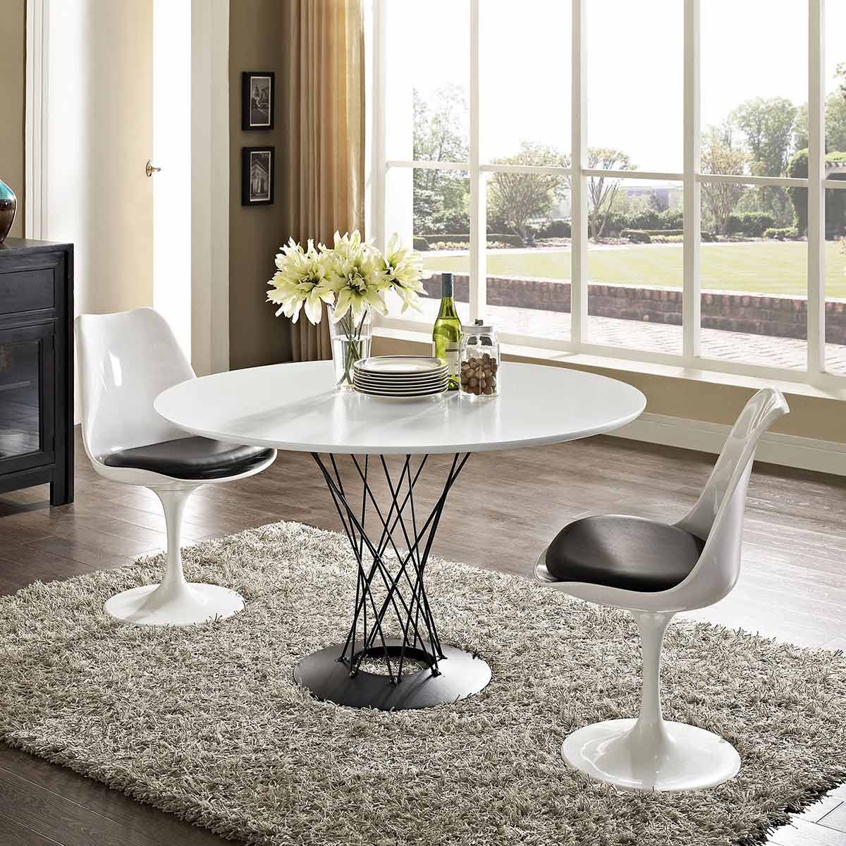Modway Cyclone Stainless Steel Dining Table - White