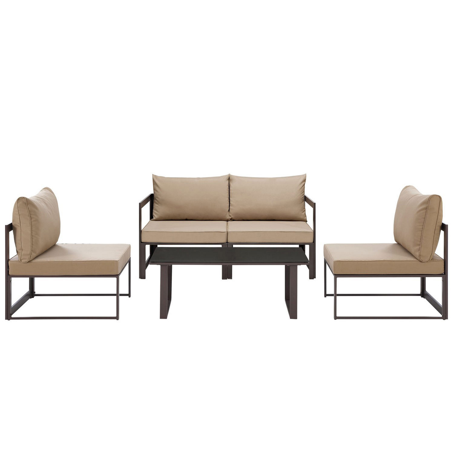 Modway Fortuna 5 Piece Outdoor Patio Sectional Sofa Set - Brown/Mocha