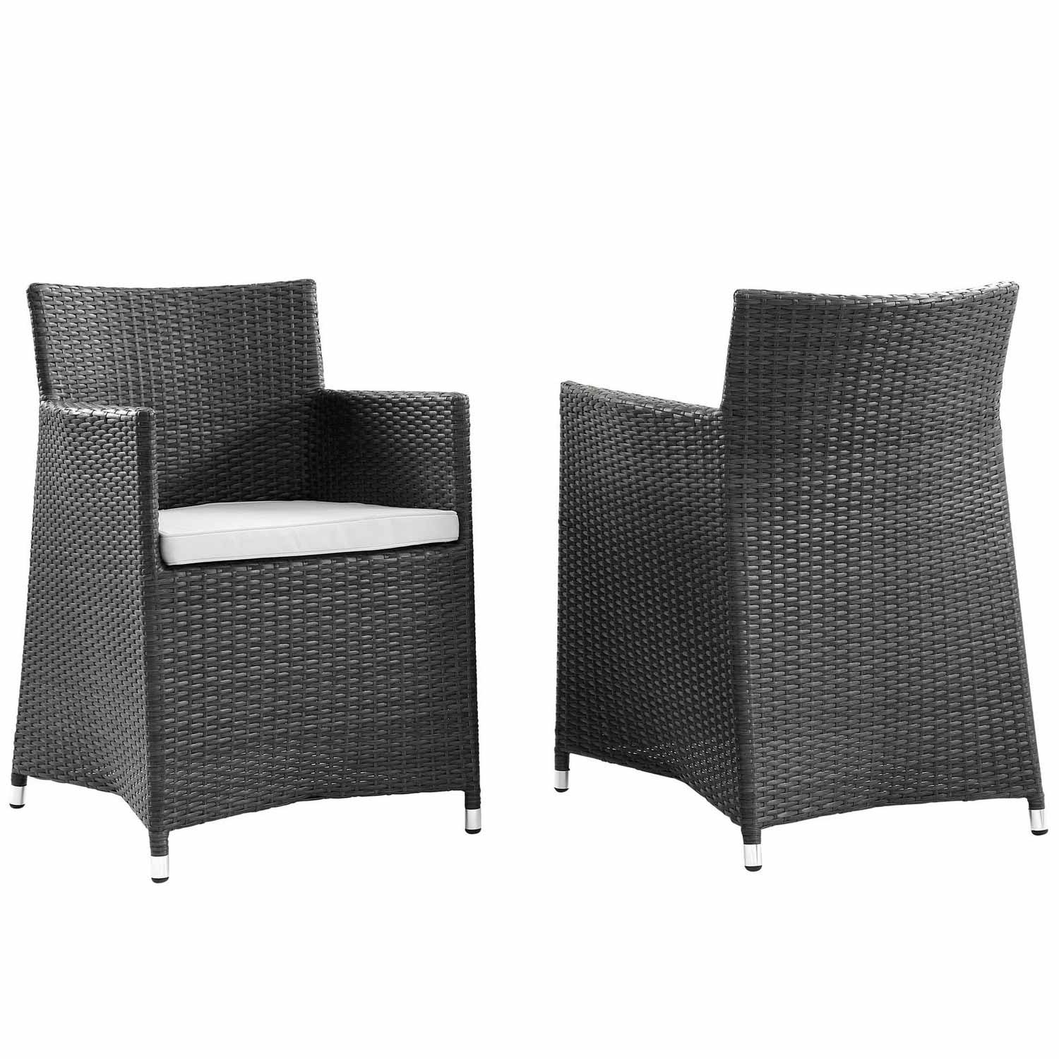 Modway Junction Armchair Outdoor Patio Wicker Set of 2 - Brown/White