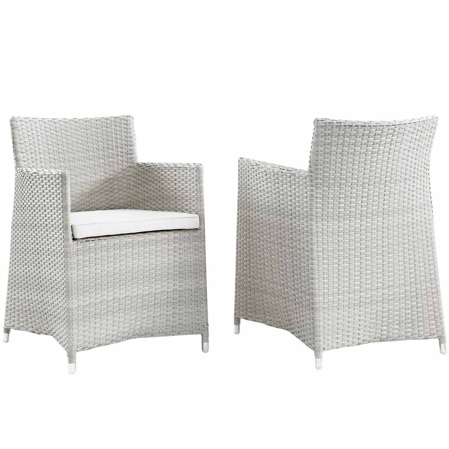 Modway Junction Armchair Outdoor Patio Wicker Set of 2 - Gray/White