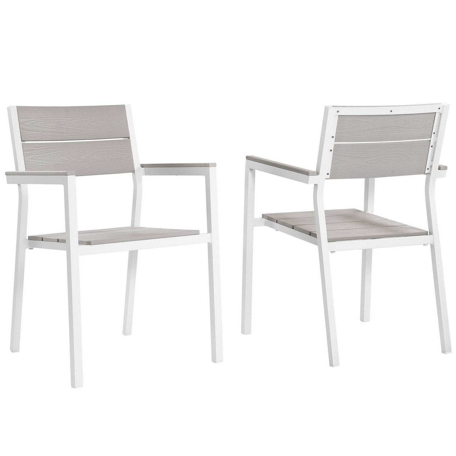 Modway Maine Dining Armchair Outdoor Patio Set of 2 - White/Light Gray