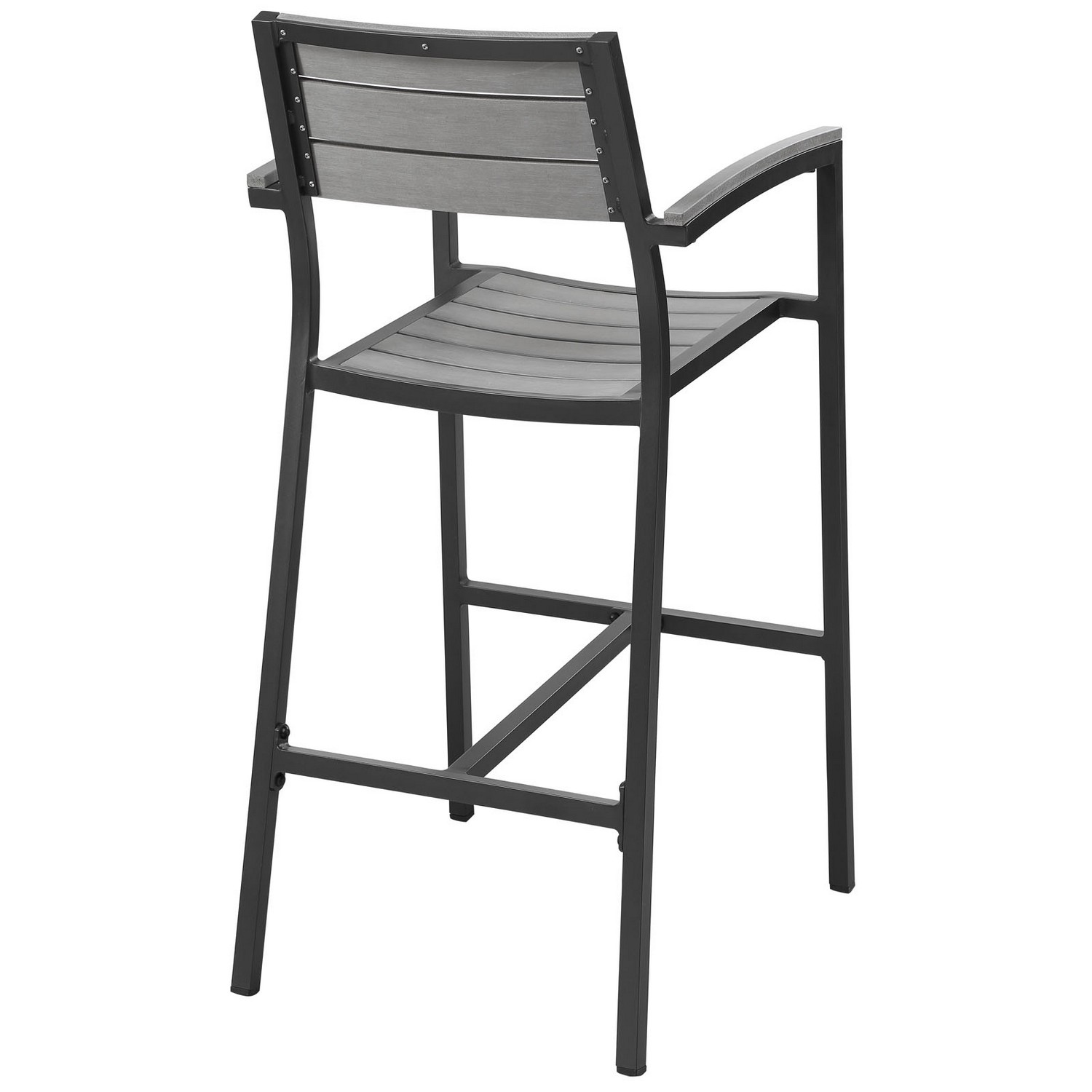 Modway Maine Bar Stool Outdoor Patio Set of 2 - Brown/Gray