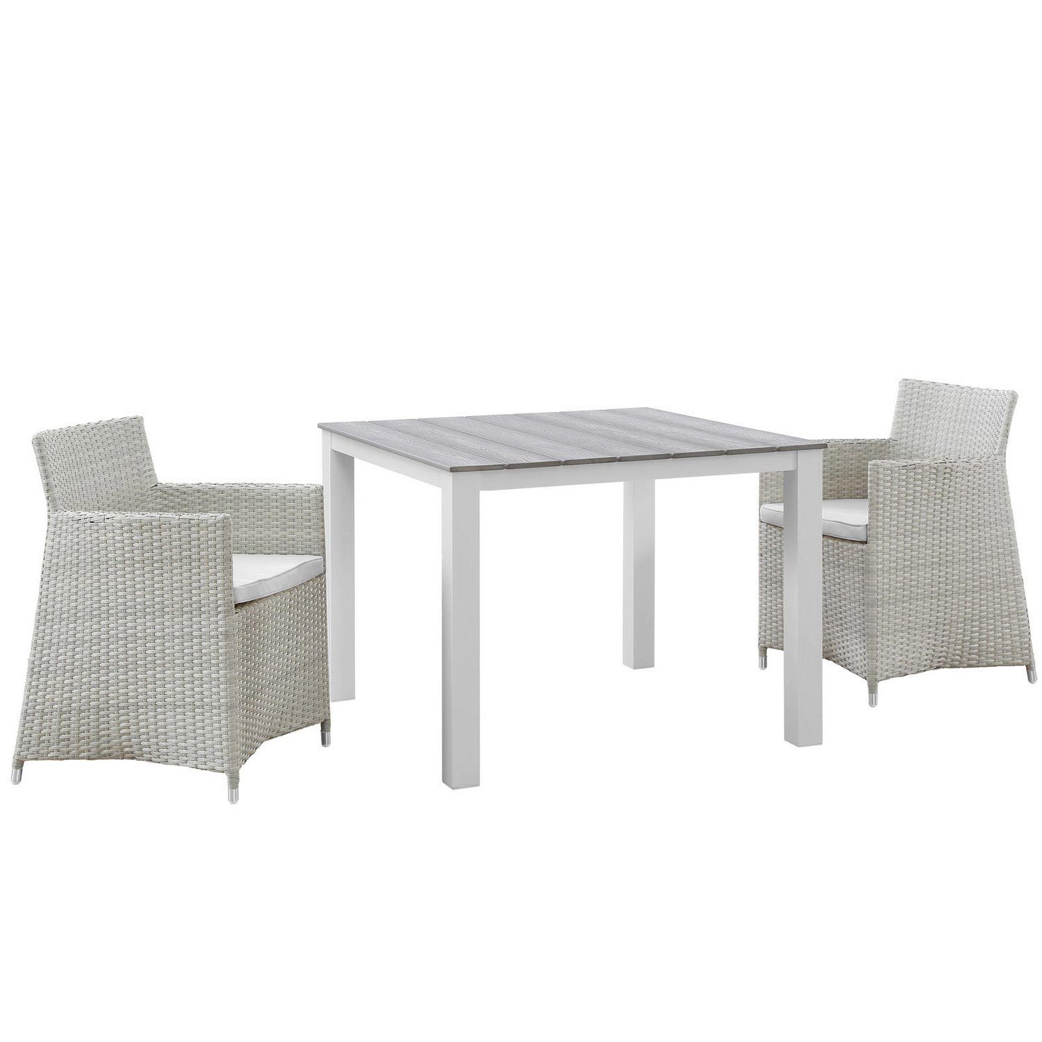 Modway Junction 3 Piece Outdoor Patio Wicker Dining Set - Gray/White