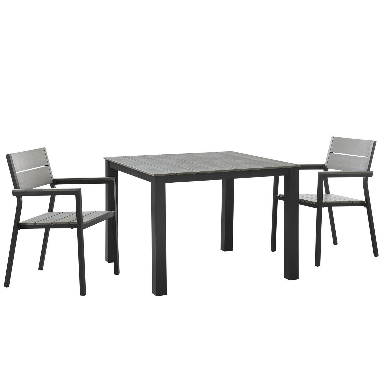 Modway Maine 3 Piece Outdoor Patio Dining Set - Brown/Gray