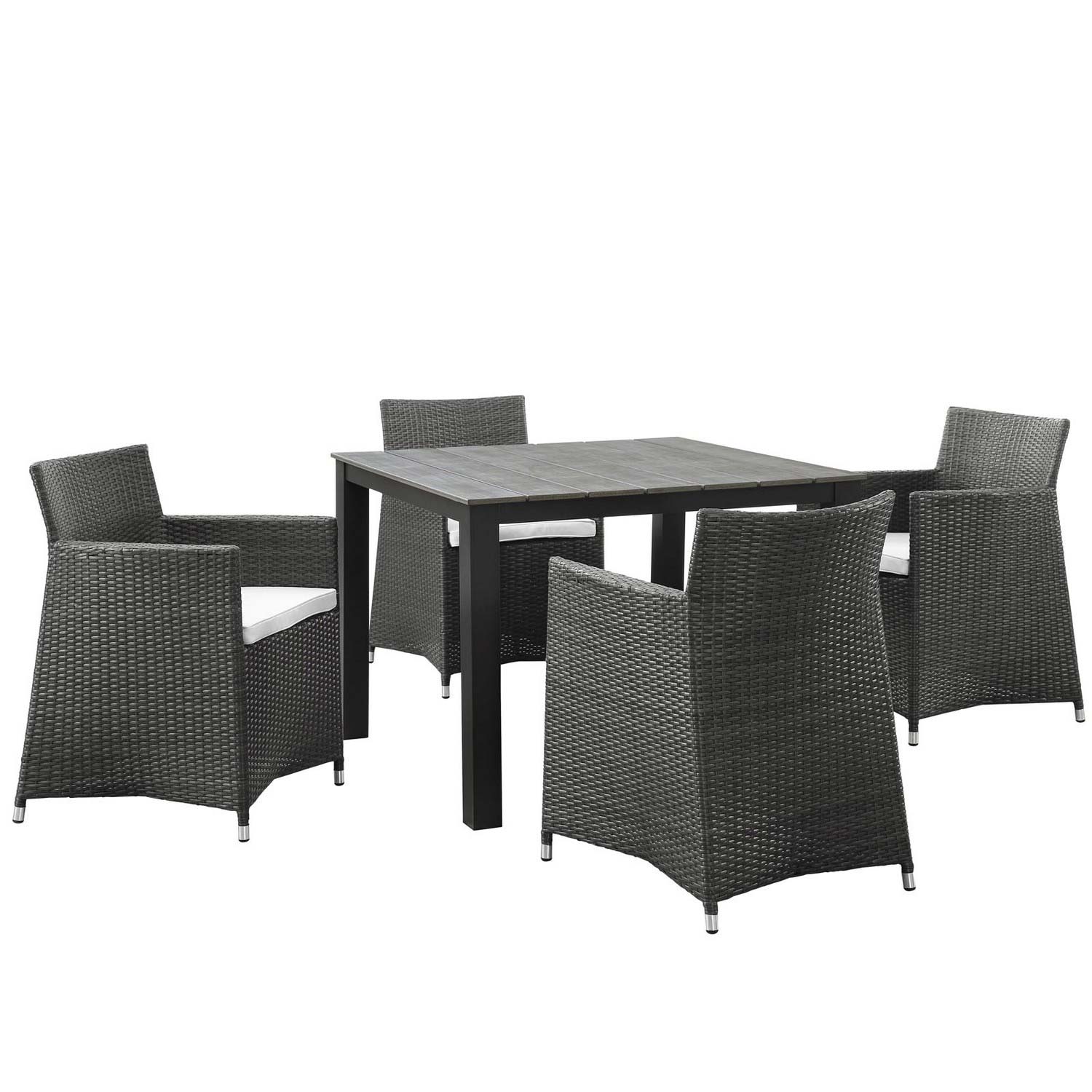 Modway Junction 5 Piece Outdoor Patio Dining Set - Brown/White