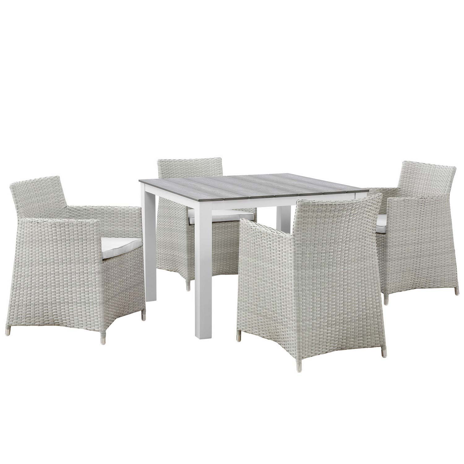 Modway Junction 5 Piece Outdoor Patio Dining Set - Gray/White