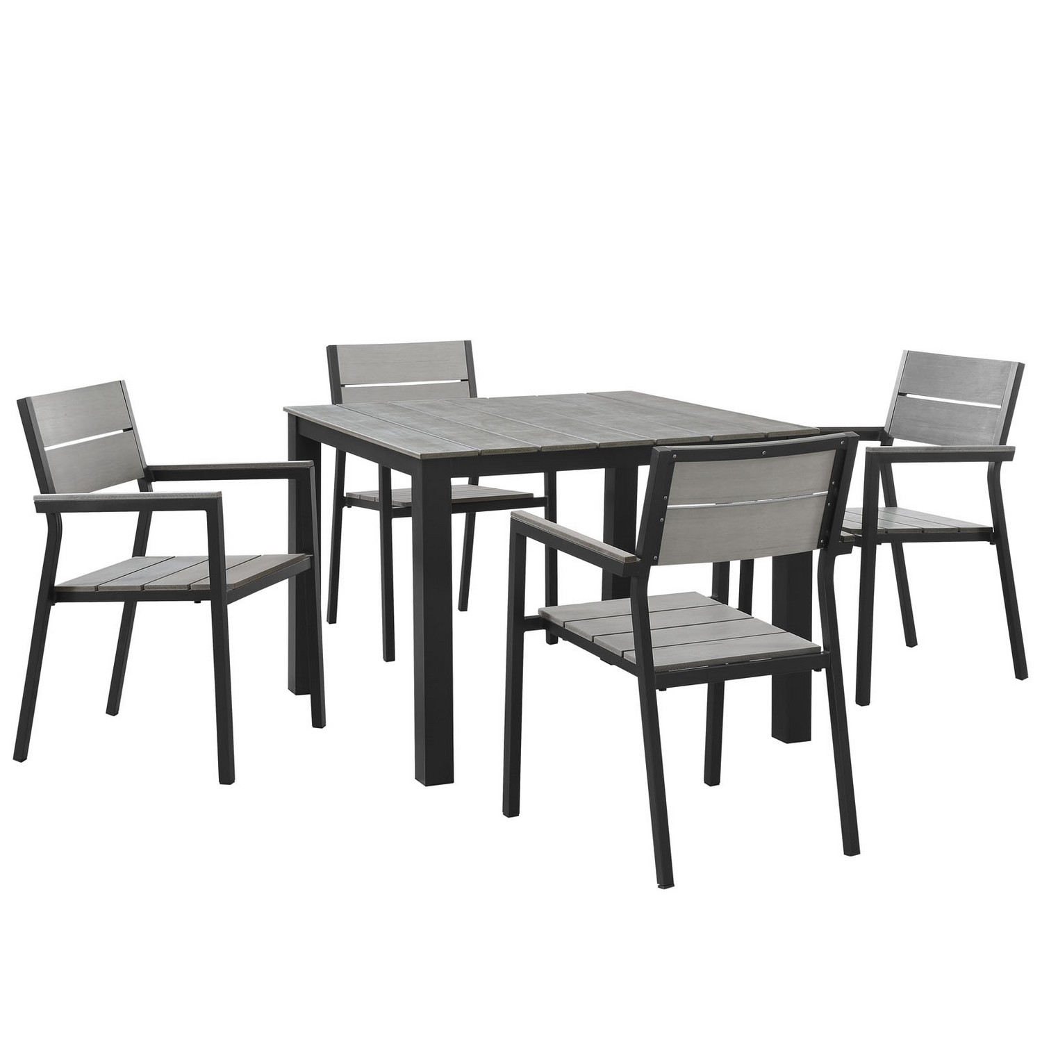 Modway Maine 5 Piece Outdoor Patio Dining Set - Brown/Gray
