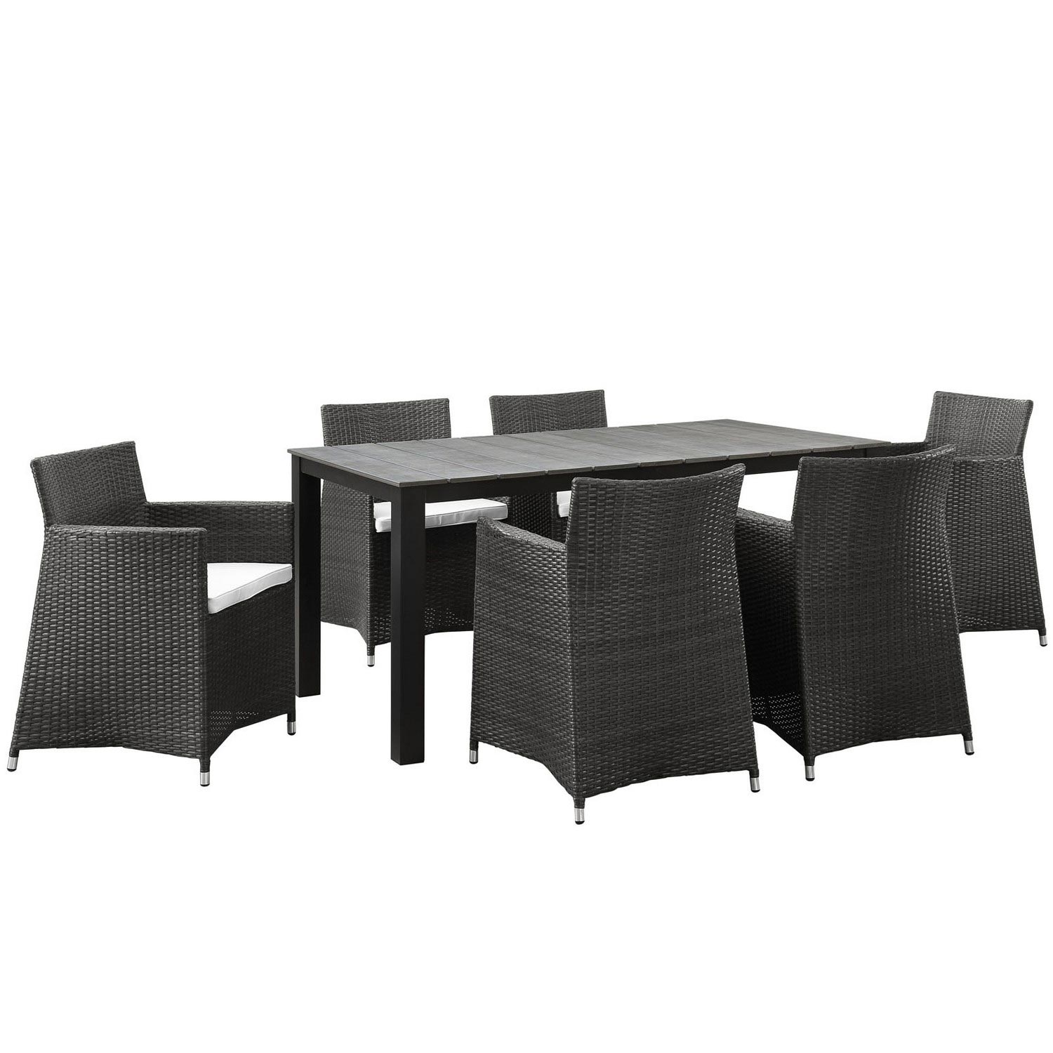 Modway Junction 7 Piece Outdoor Patio Dining Set - Brown/White