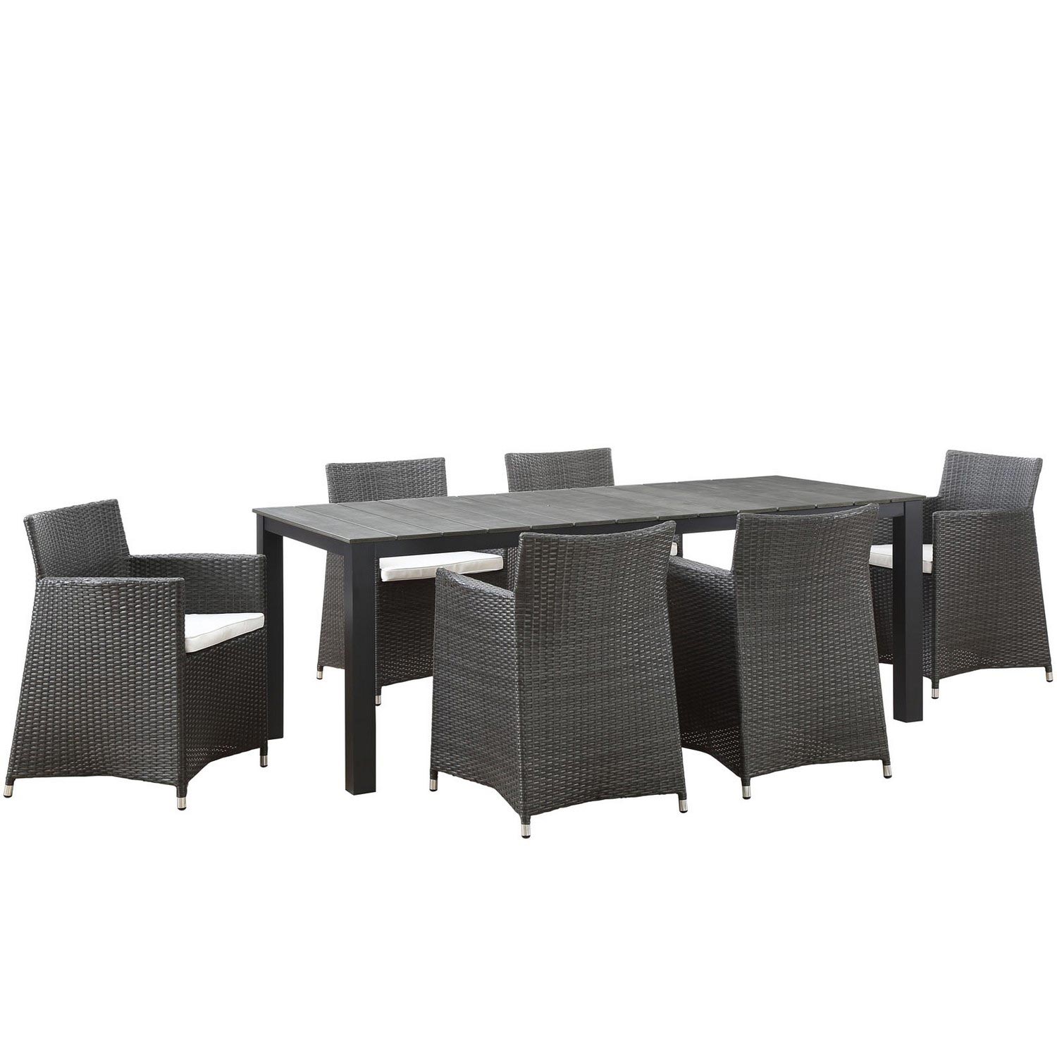 Modway Junction 7 Piece Outdoor Patio Dining Set - Brown/White