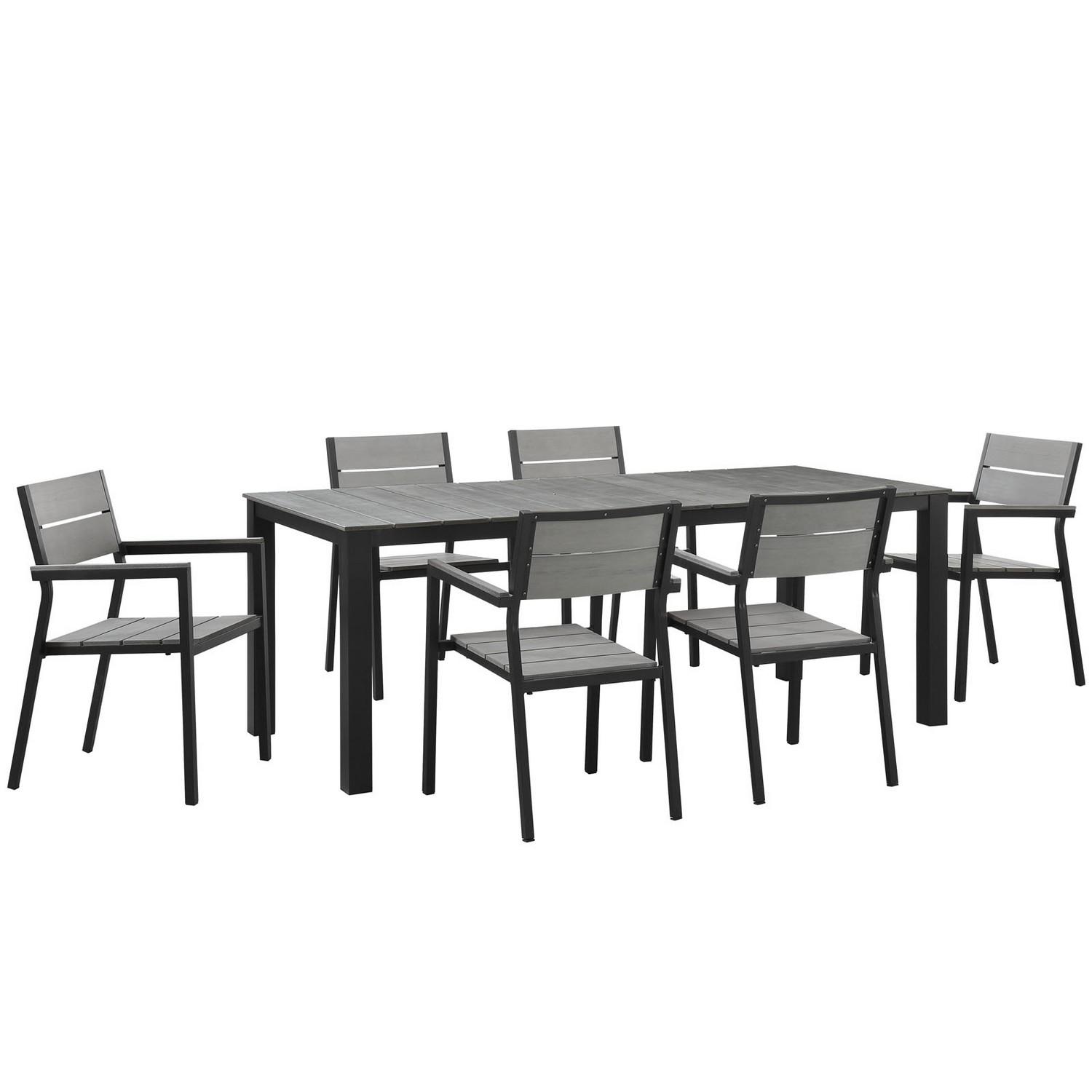 Modway Maine 7 Piece Outdoor Patio Dining Set - Brown/Gray