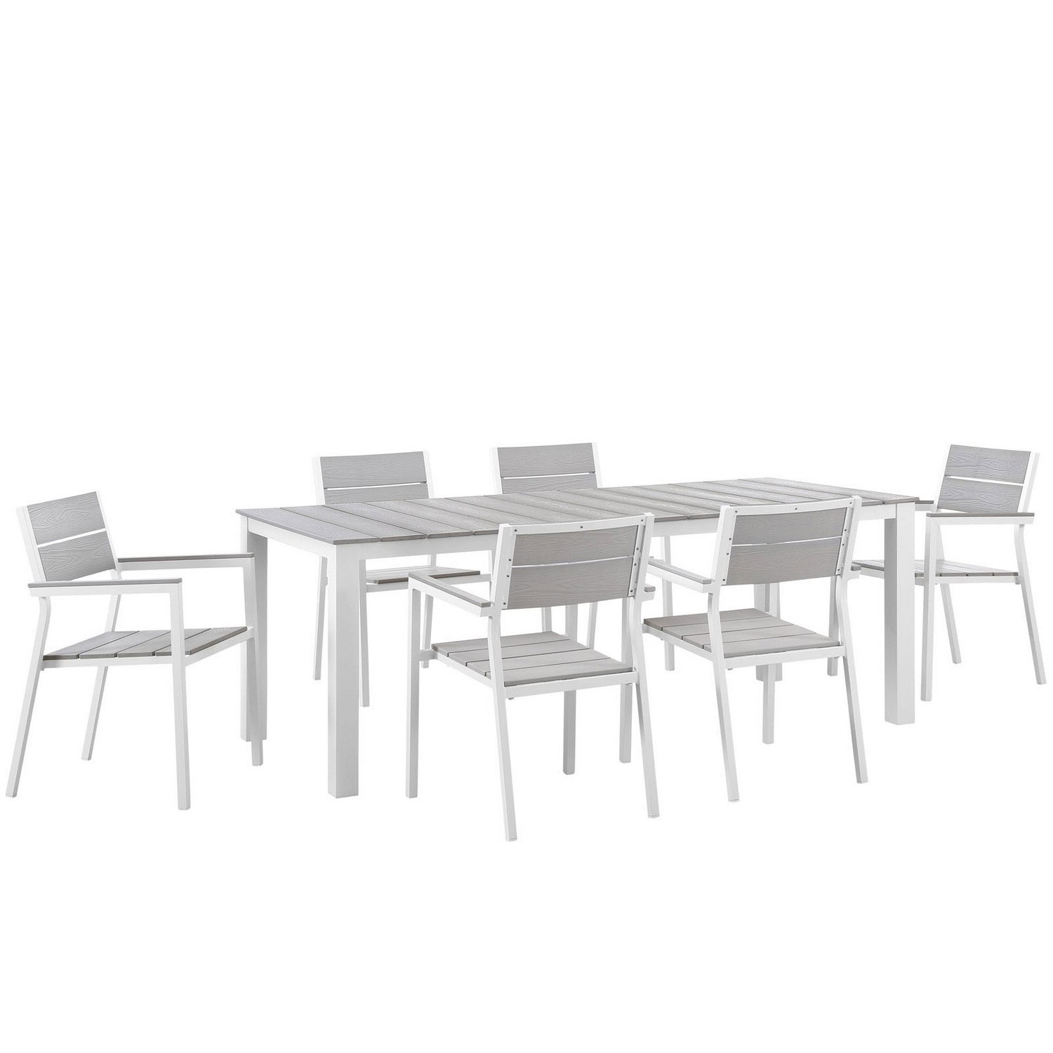 Modway Maine 7 Piece Outdoor Patio Dining Set - White/Light Gray