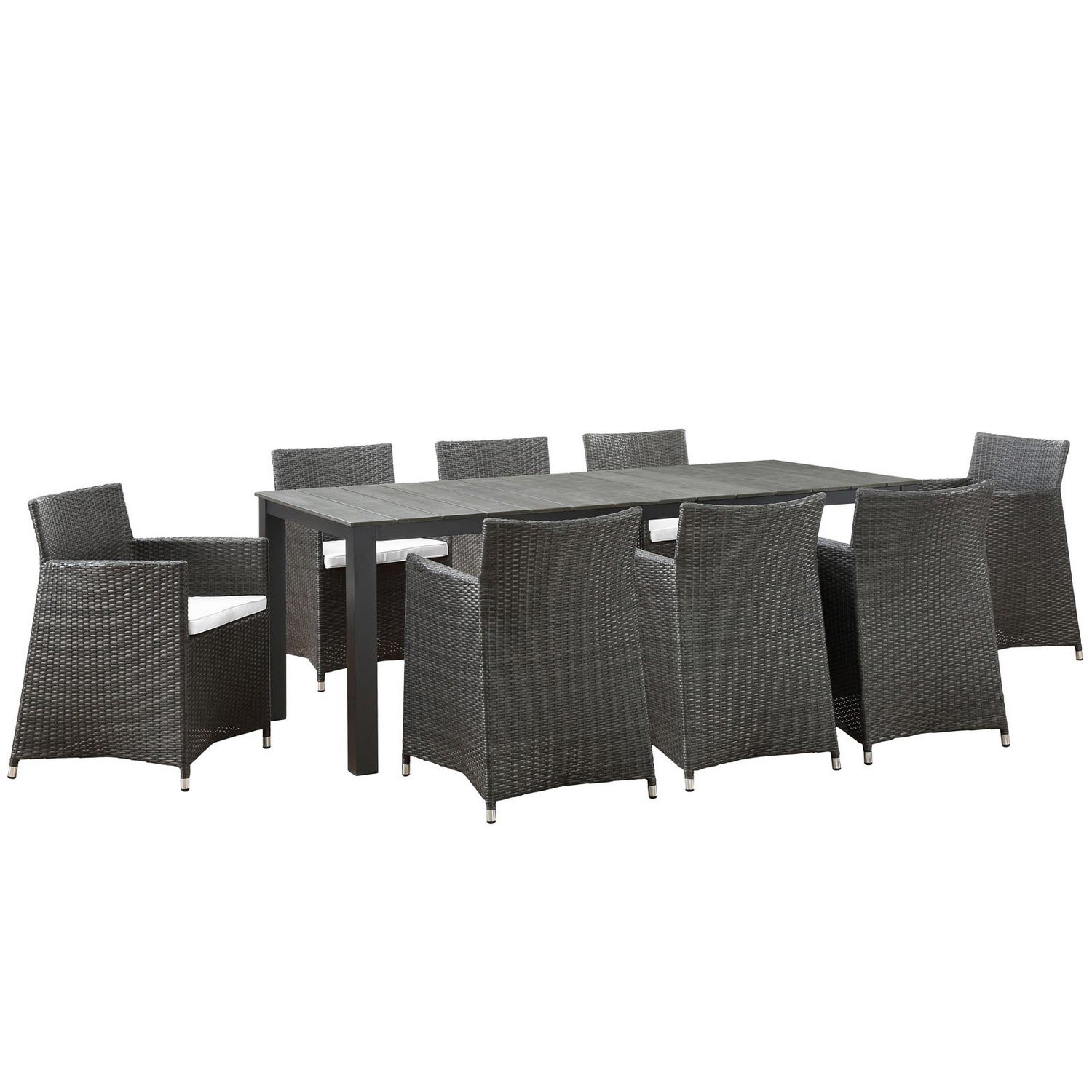 Modway Junction 9 Piece Outdoor Patio Dining Set - Brown/White