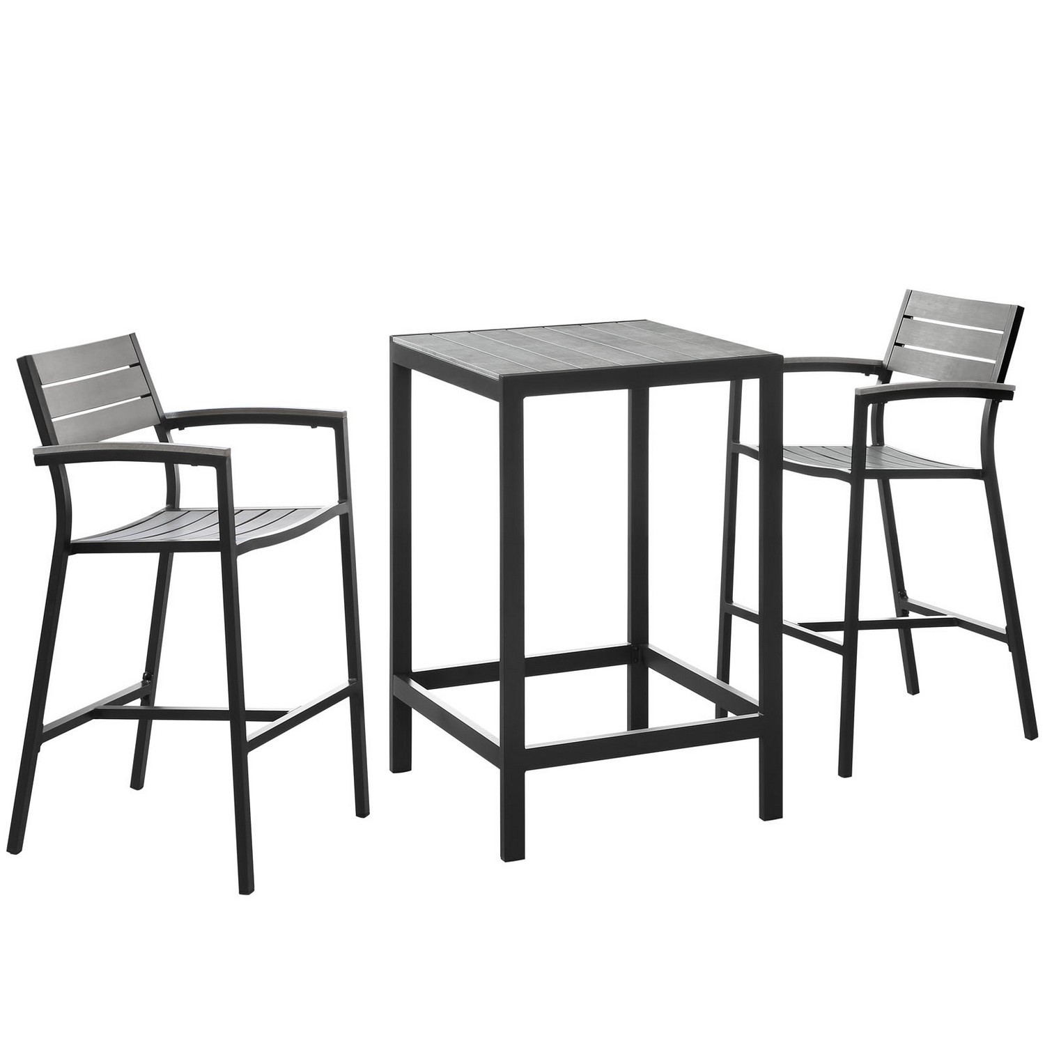 Modway Maine 3 Piece Outdoor Patio Dining Set - Brown/Gray