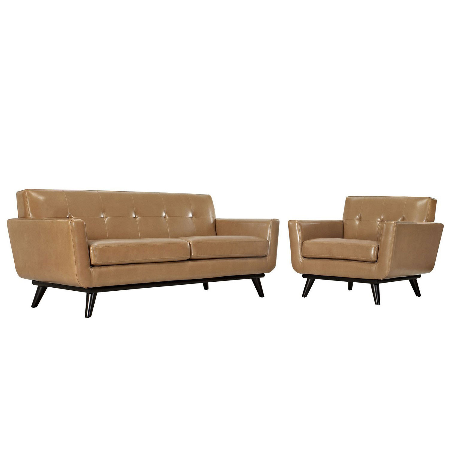 Modway Engage 2 Piece Leather Living Room Set - Tan