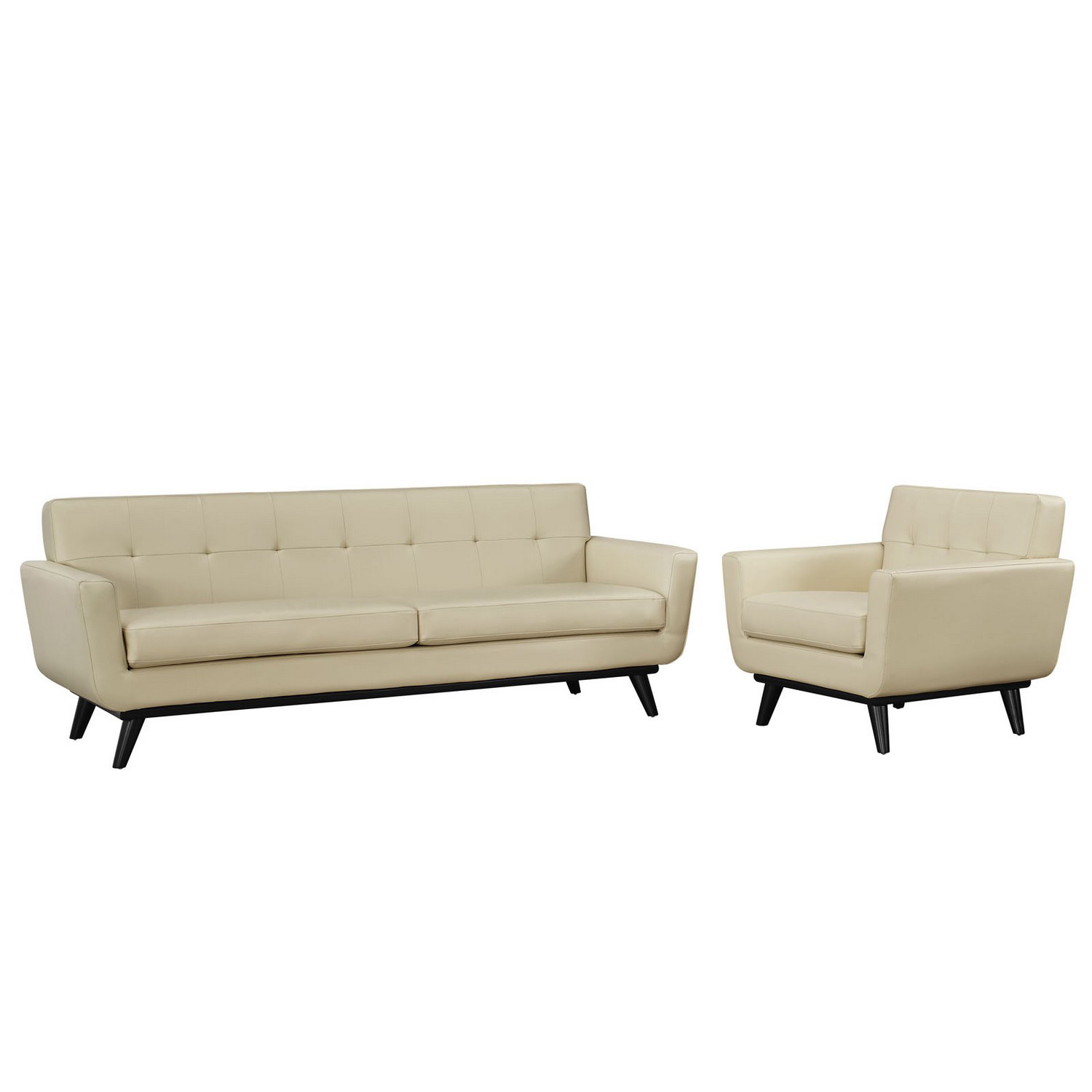 Modway Engage 2 Piece Leather Living Room Set - Beige