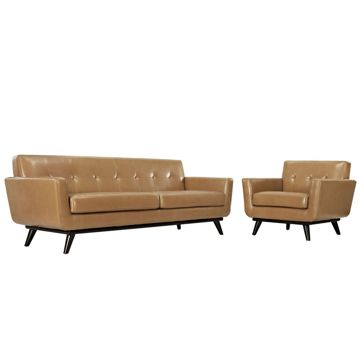 Modway Engage 2 Piece Leather Living Room Set - Tan