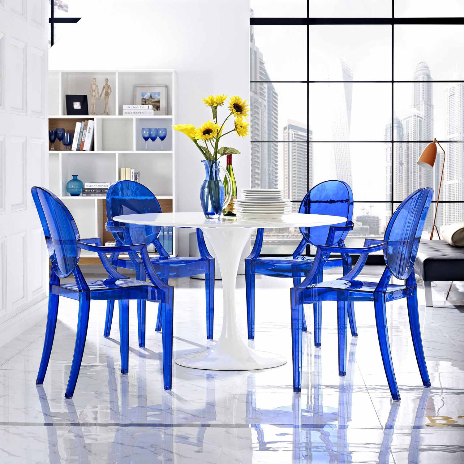 Modway Casper Dining Armchairs Set of 4 - Blue