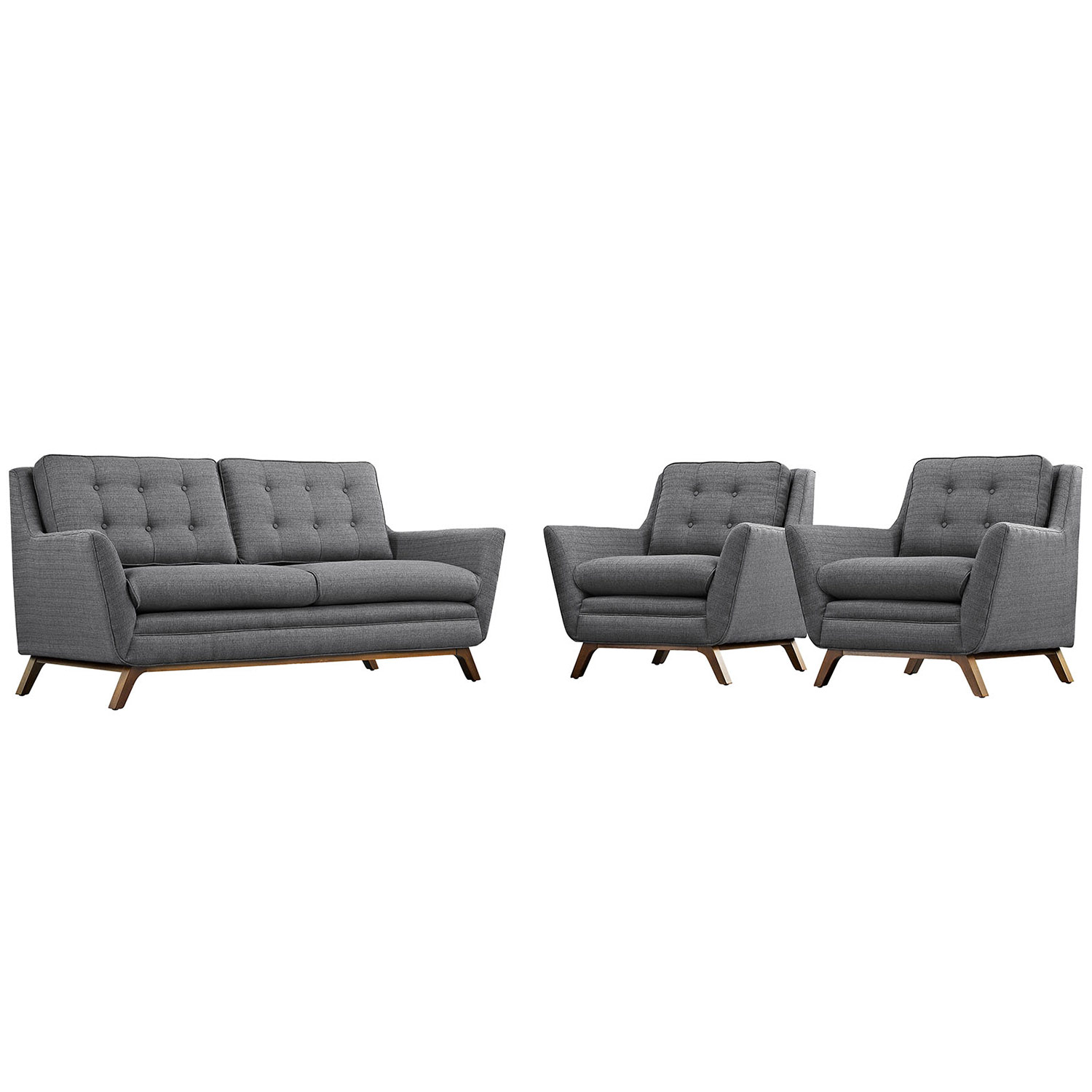 Modway Beguile Fabric Sofa Set - Gray