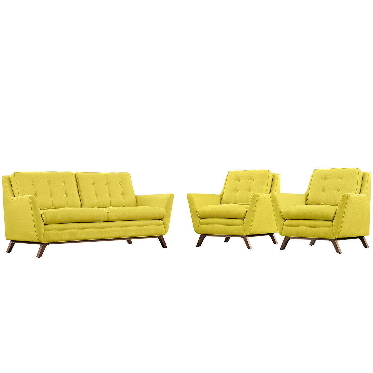 Modway Beguile Fabric Sofa Set - Sunny