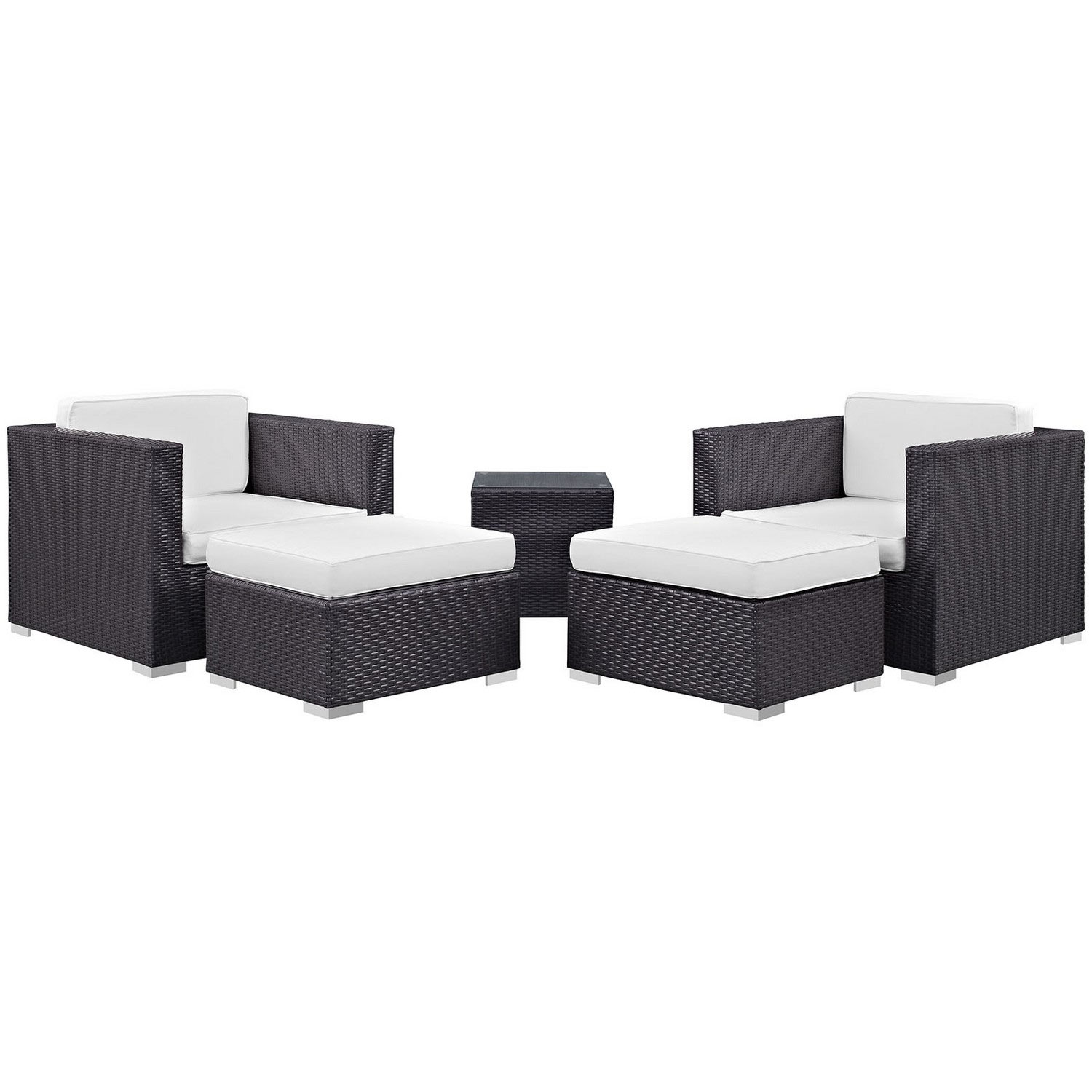 Modway Convene 5 Piece Outdoor Patio Sectional Set - Espresso White