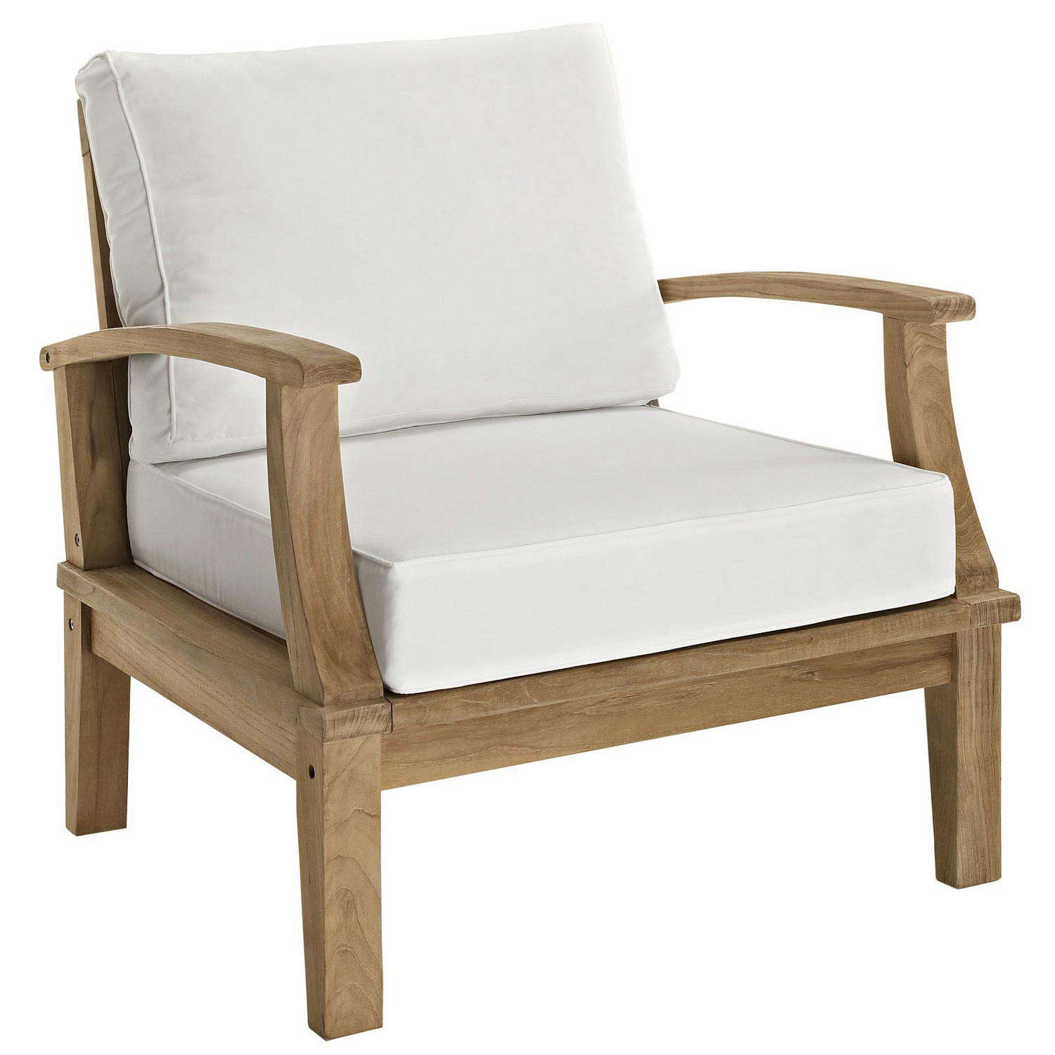 Modway Marina 2 Piece Outdoor Patio Teak Sofa Set - Natural White