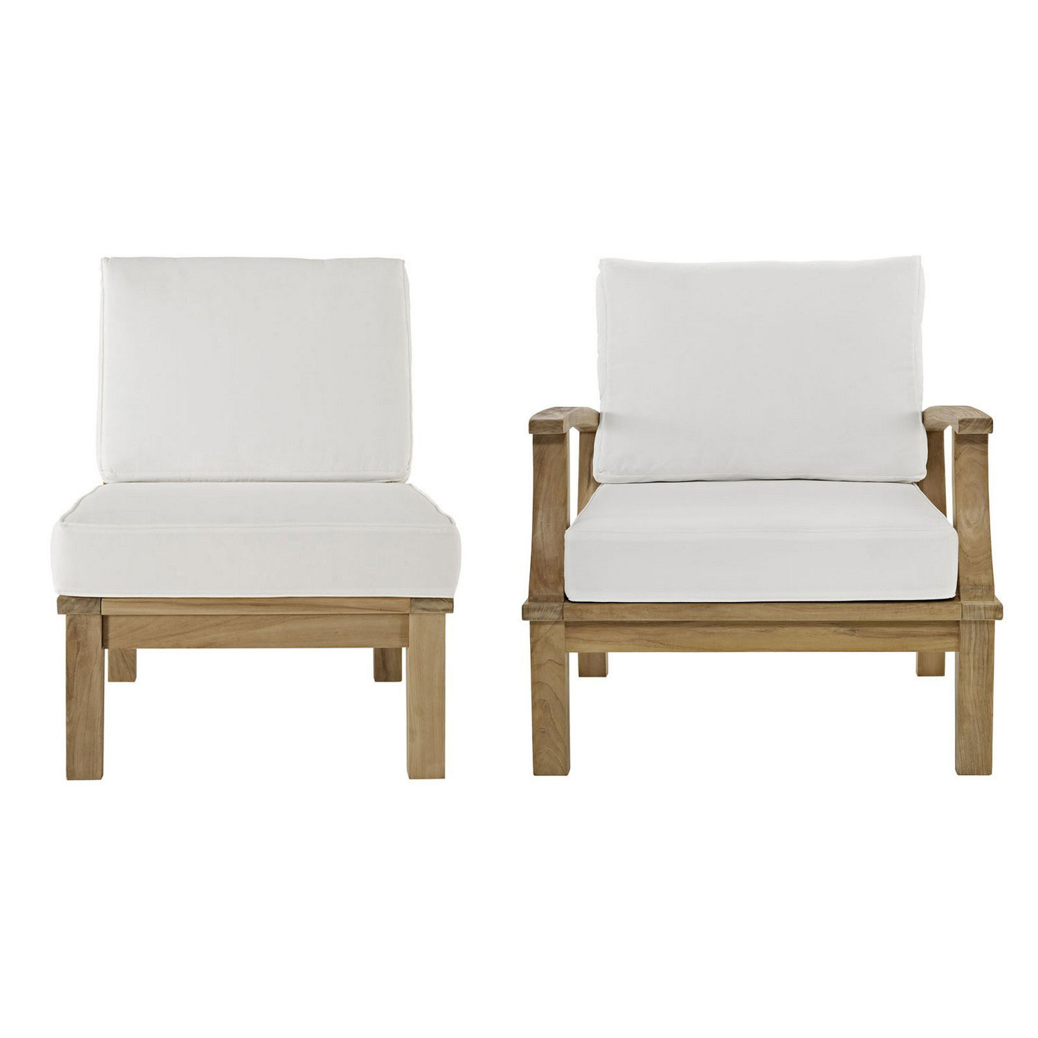 Modway Marina 2 Piece Outdoor Patio Teak Sofa Set - Natural White