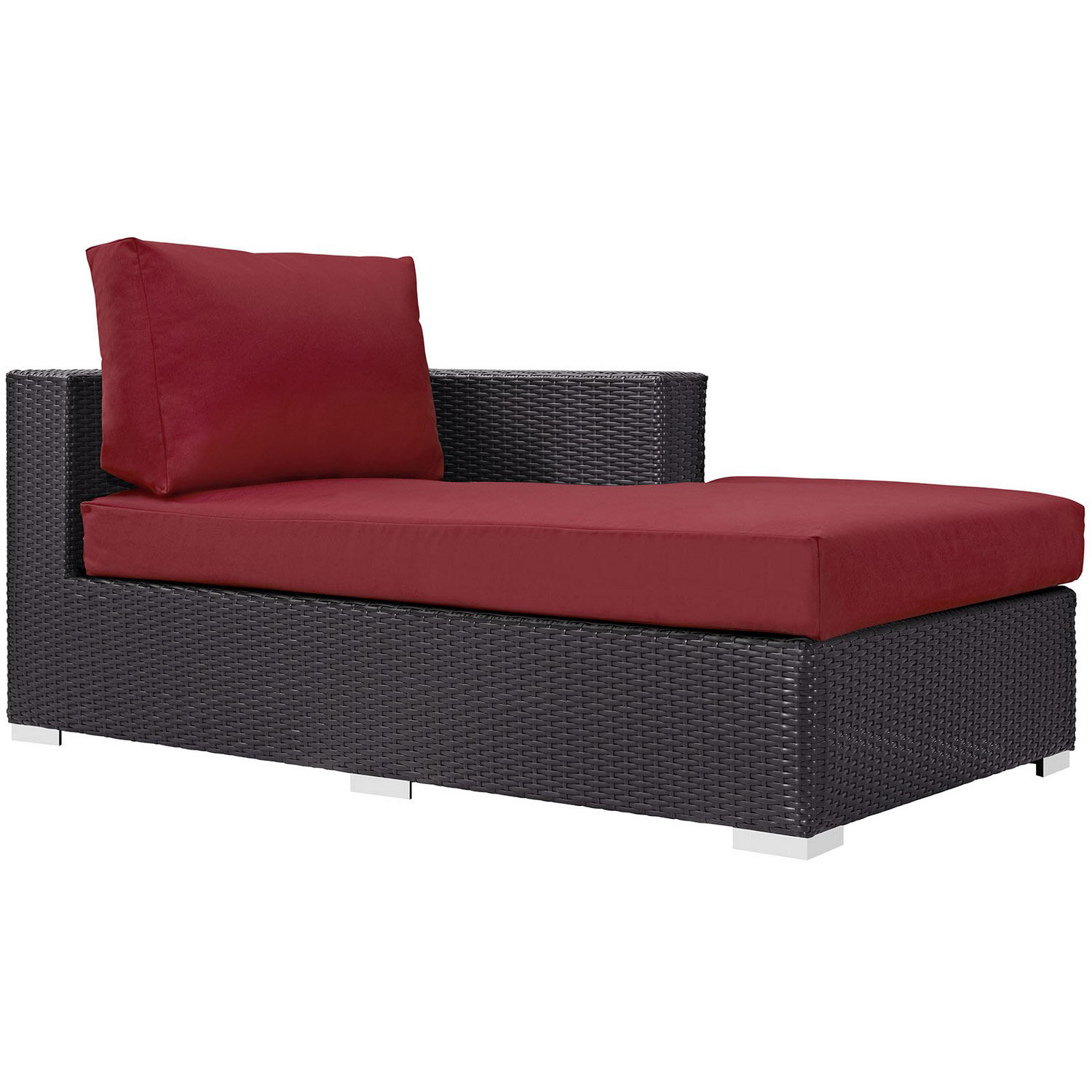 Modway Convene Outdoor Patio Fabric Right Arm Chaise - Espresso Red