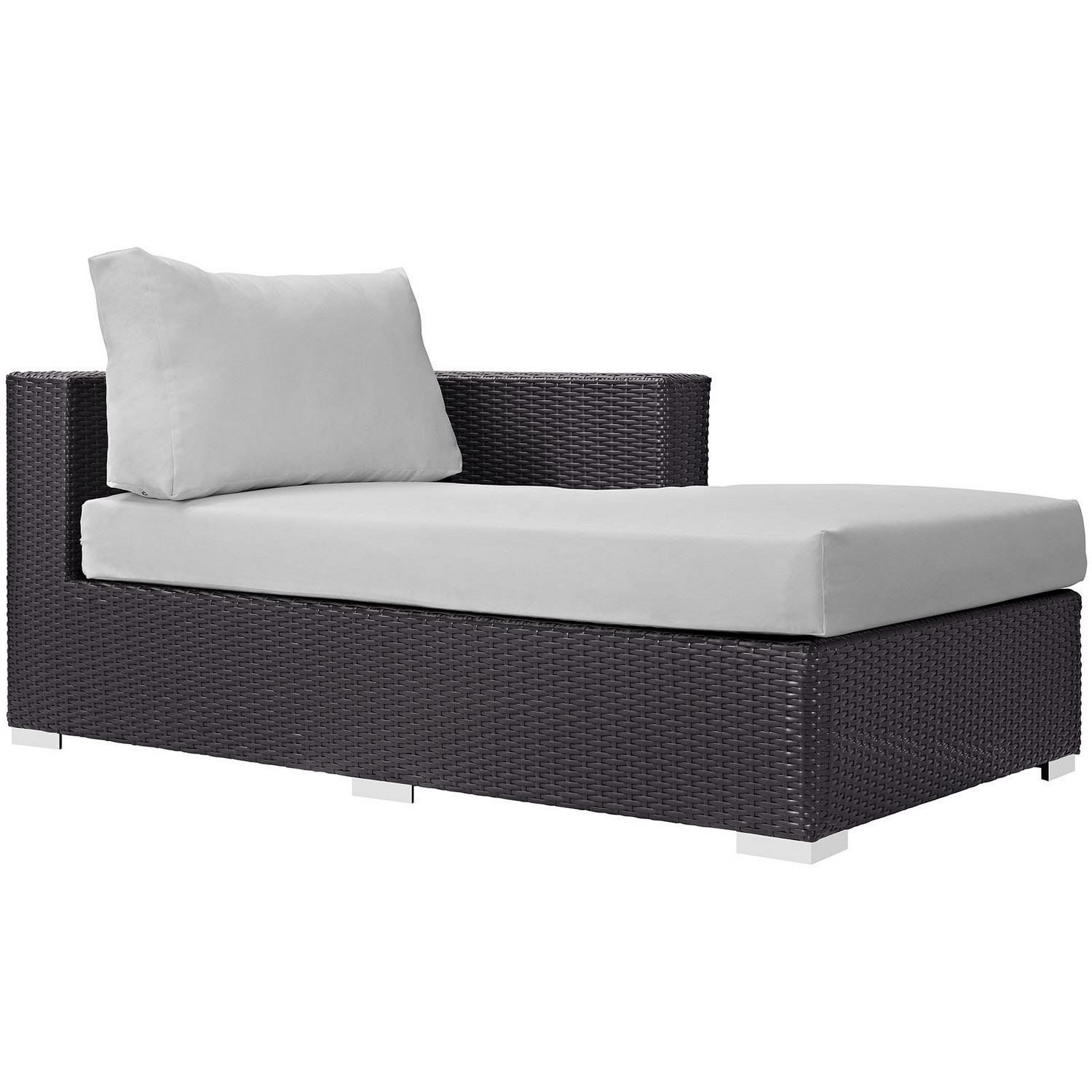 Modway Convene Outdoor Patio Fabric Right Arm Chaise Espresso White