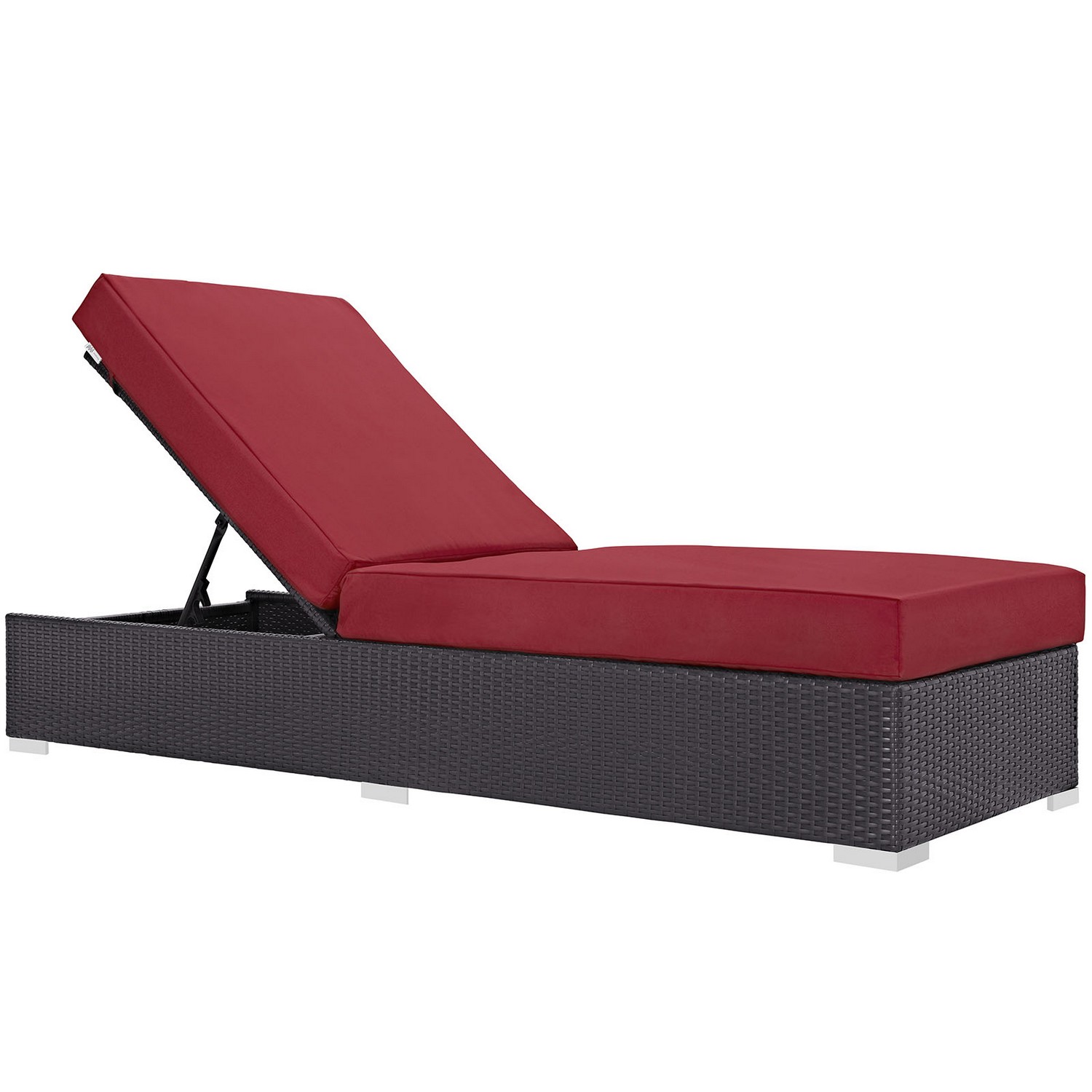 Modway Convene Outdoor Patio Chaise Lounge - Espresso Red