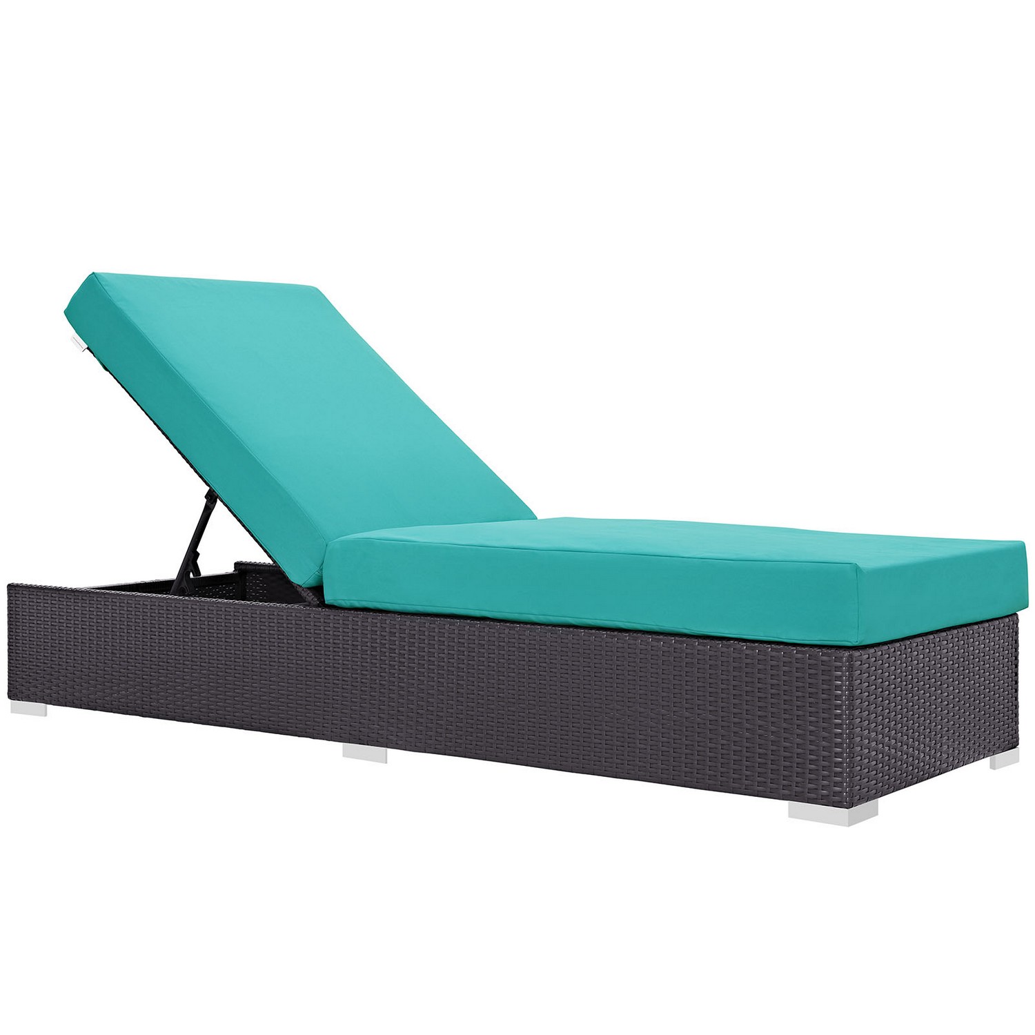 Modway Convene Outdoor Patio Chaise Lounge - Espresso Turquoise