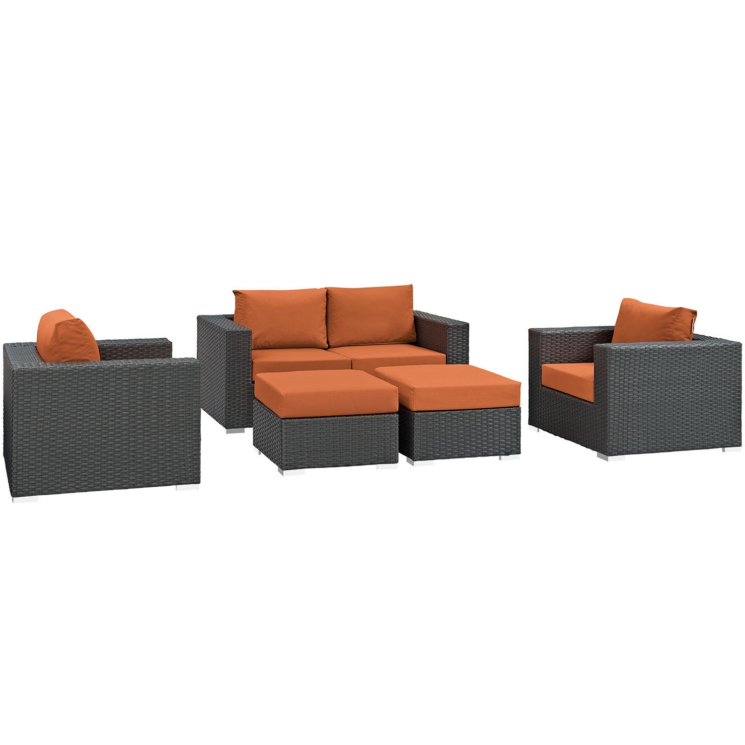 Modway Sojourn 5 Piece Outdoor Patio Sunbrella Sectional Set - Canvas Tuscan