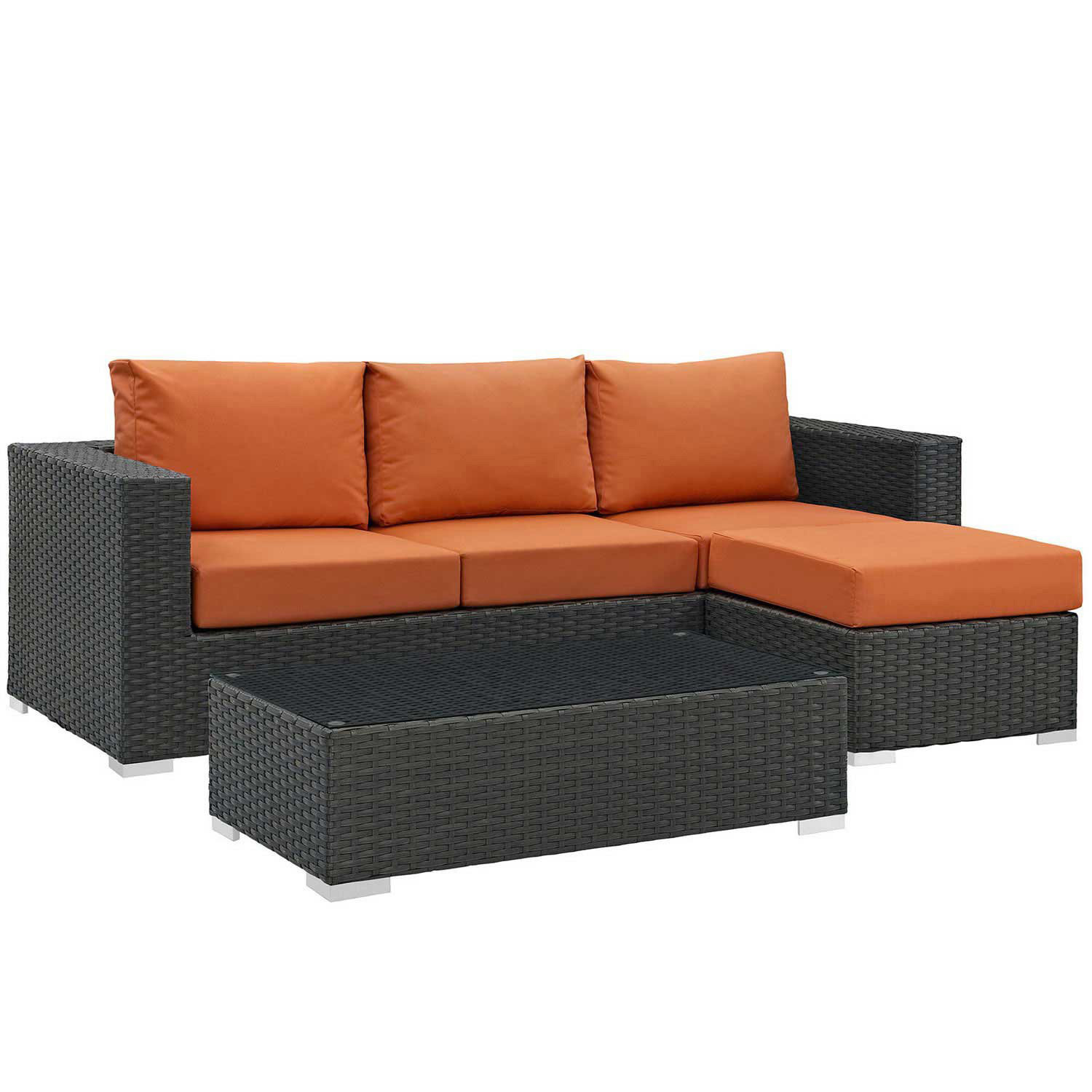 Modway Sojourn 3 Piece Outdoor Patio Sunbrella Sectional Set - Canvas Tuscan