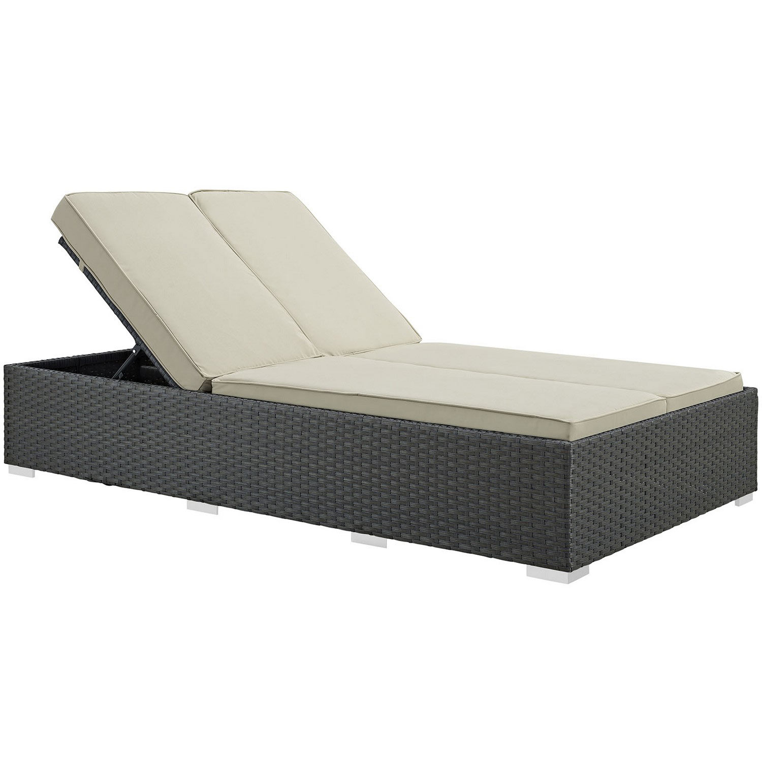 Modway Sojourn Outdoor Patio Sunbrella Double Chaise - Chocolate Beige