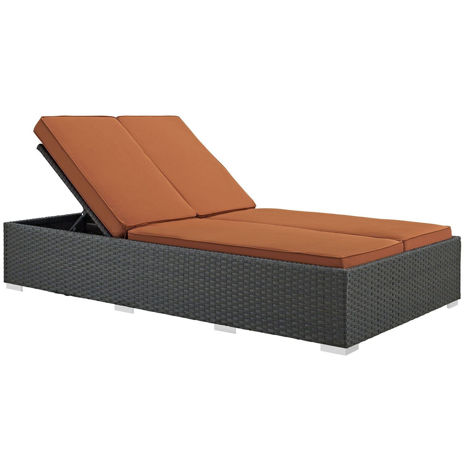 Modway Sojourn Outdoor Patio Sunbrella Double Chaise - Chocolate Tuscan