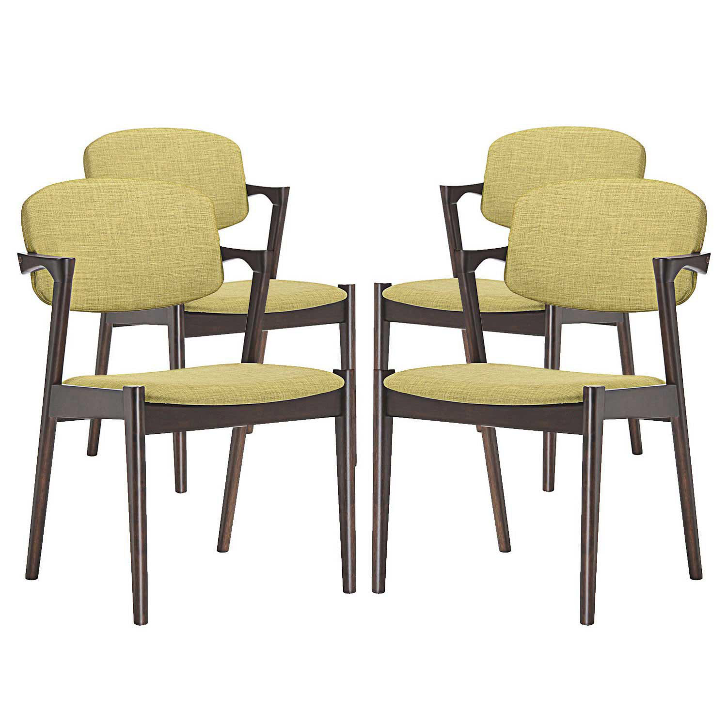 Modway Spunk Dining Arm Chair Set of 4 - Walnut Green