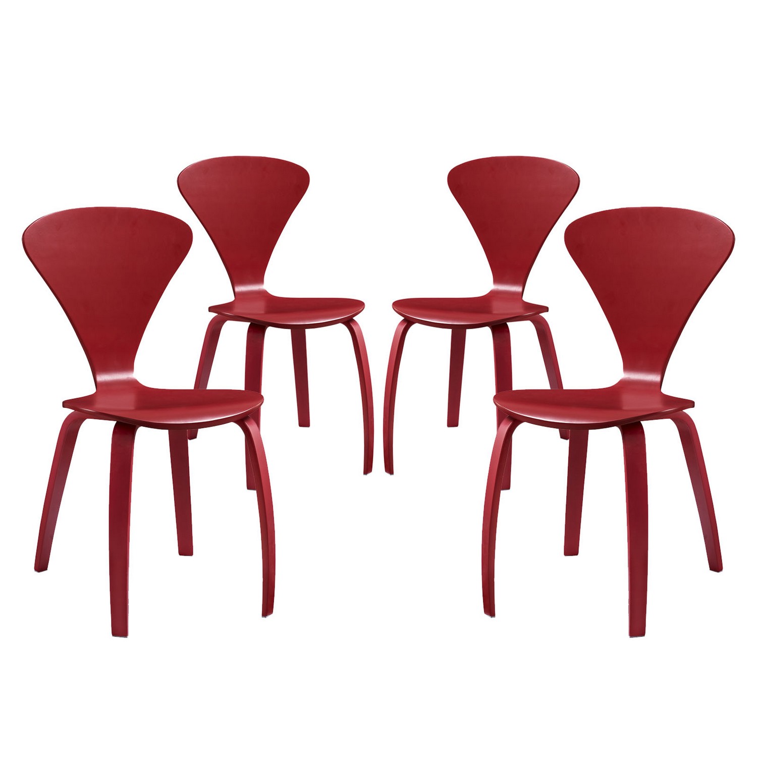 Modway Vortex Dining Chairs Set of 4 - Red