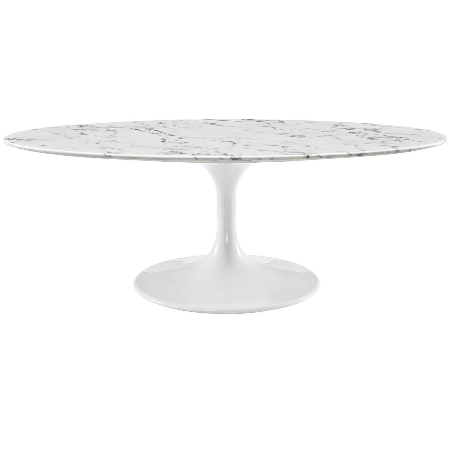 Modway Lippa 48-inch Oval-Shaped Artificial Marble Coffee Table - White