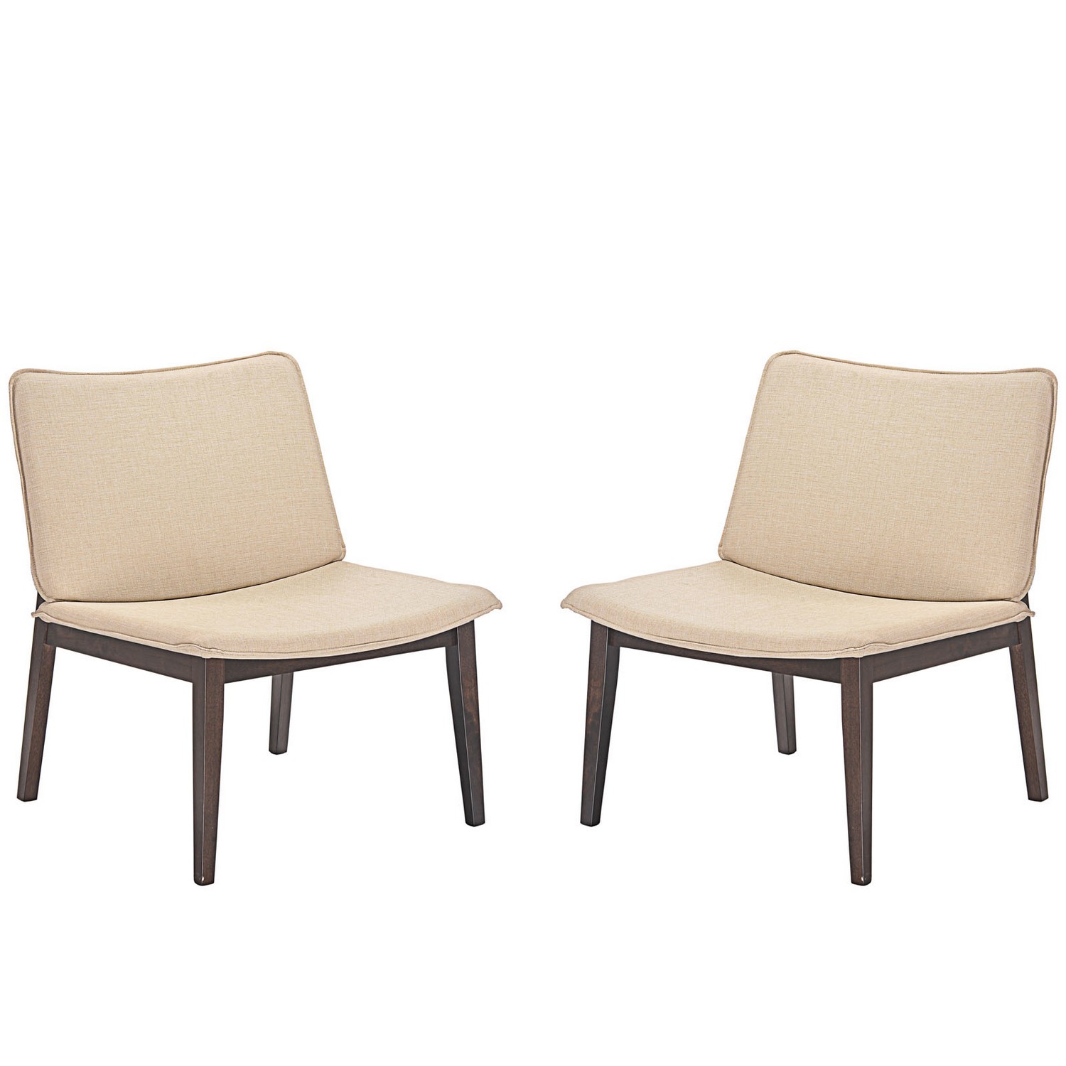 Modway Evade Lounge Chair Set of 2 - Walnut Beige