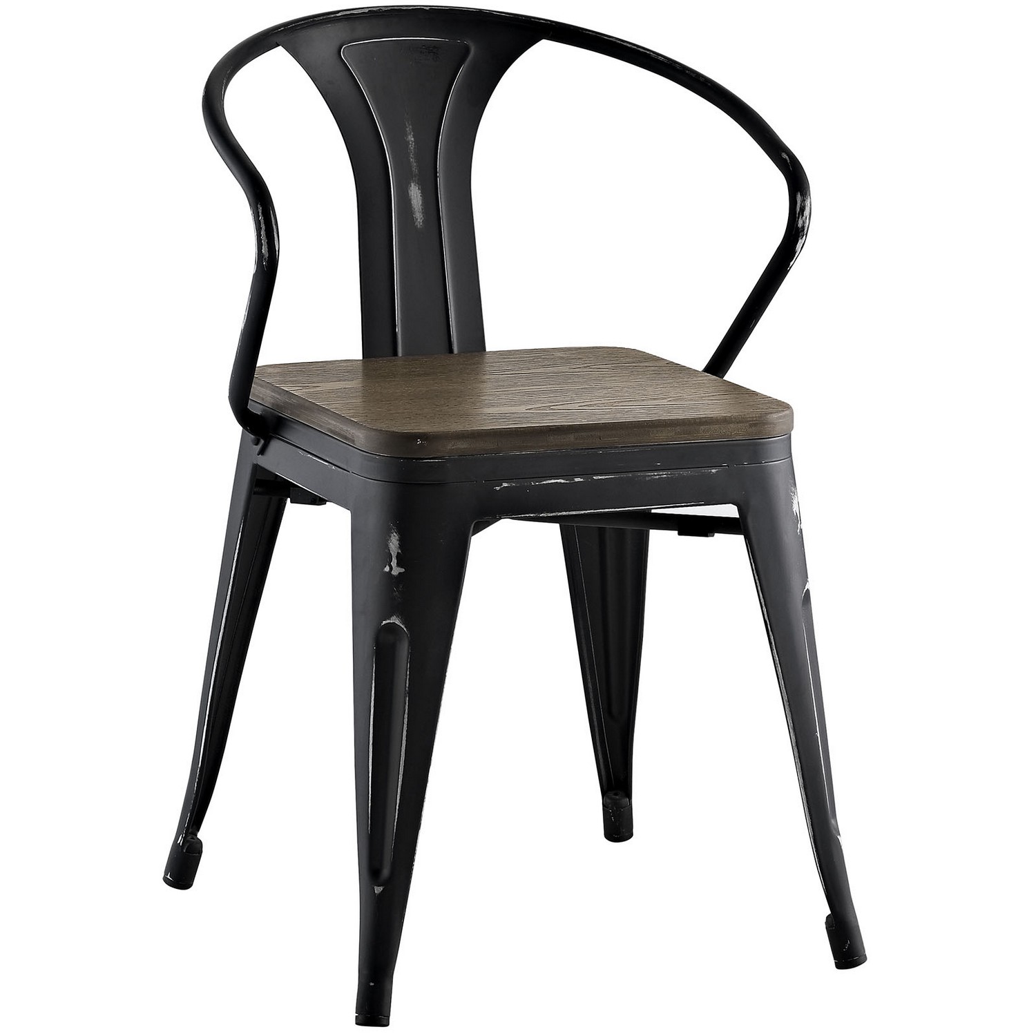 Modway Promenade Dining Chair with Bamboo Seat - Black