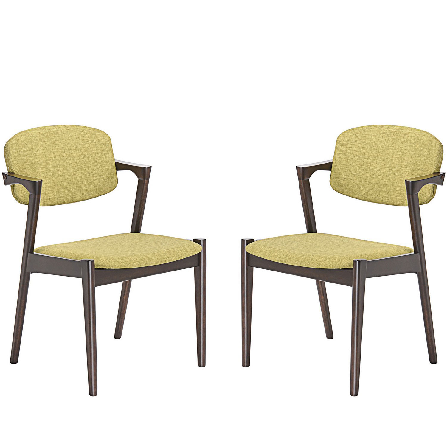 Modway Spunk Dining Arm Chair Set of 2 - Walnut Green