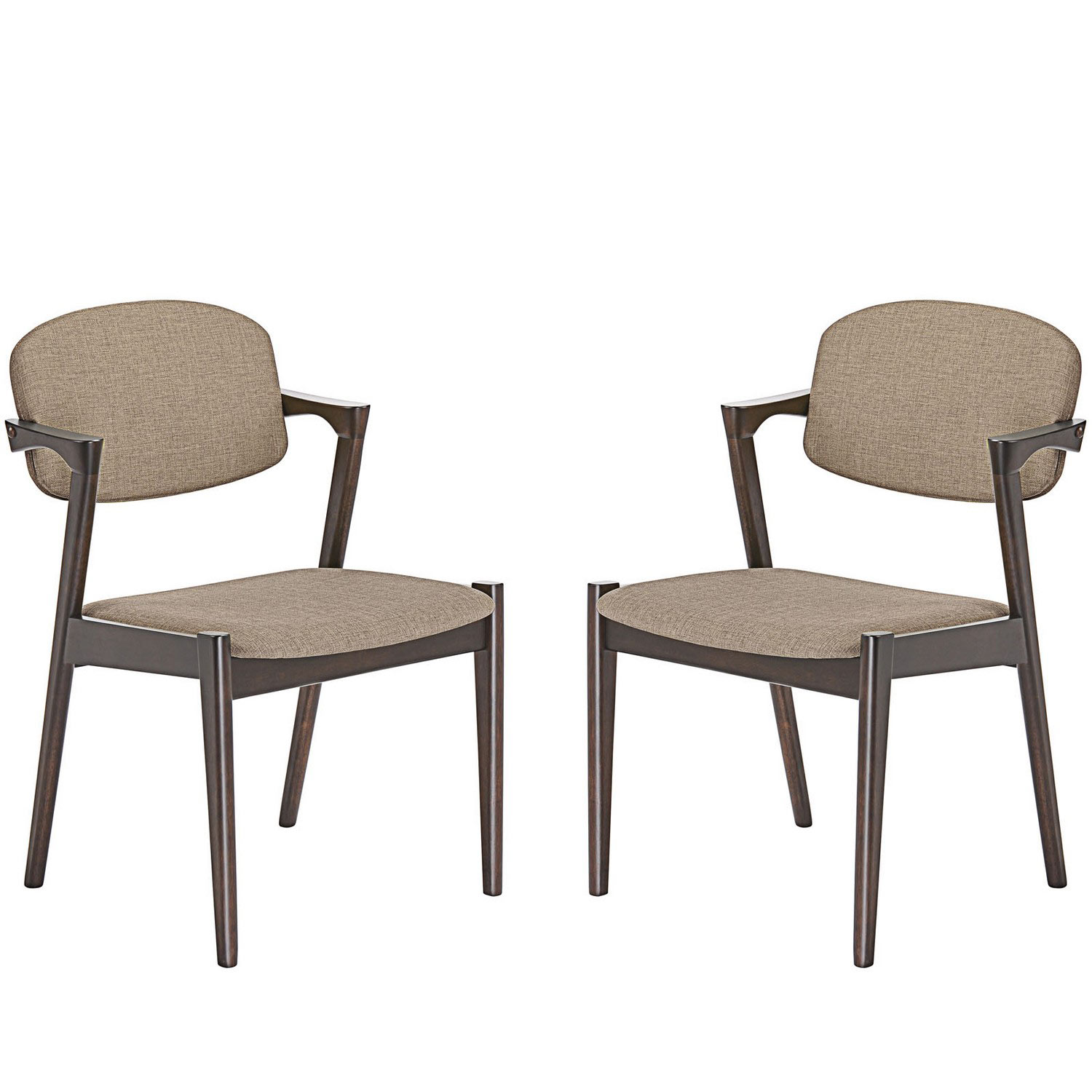 Modway Spunk Dining Arm Chair Set of 2 - Walnut Latte