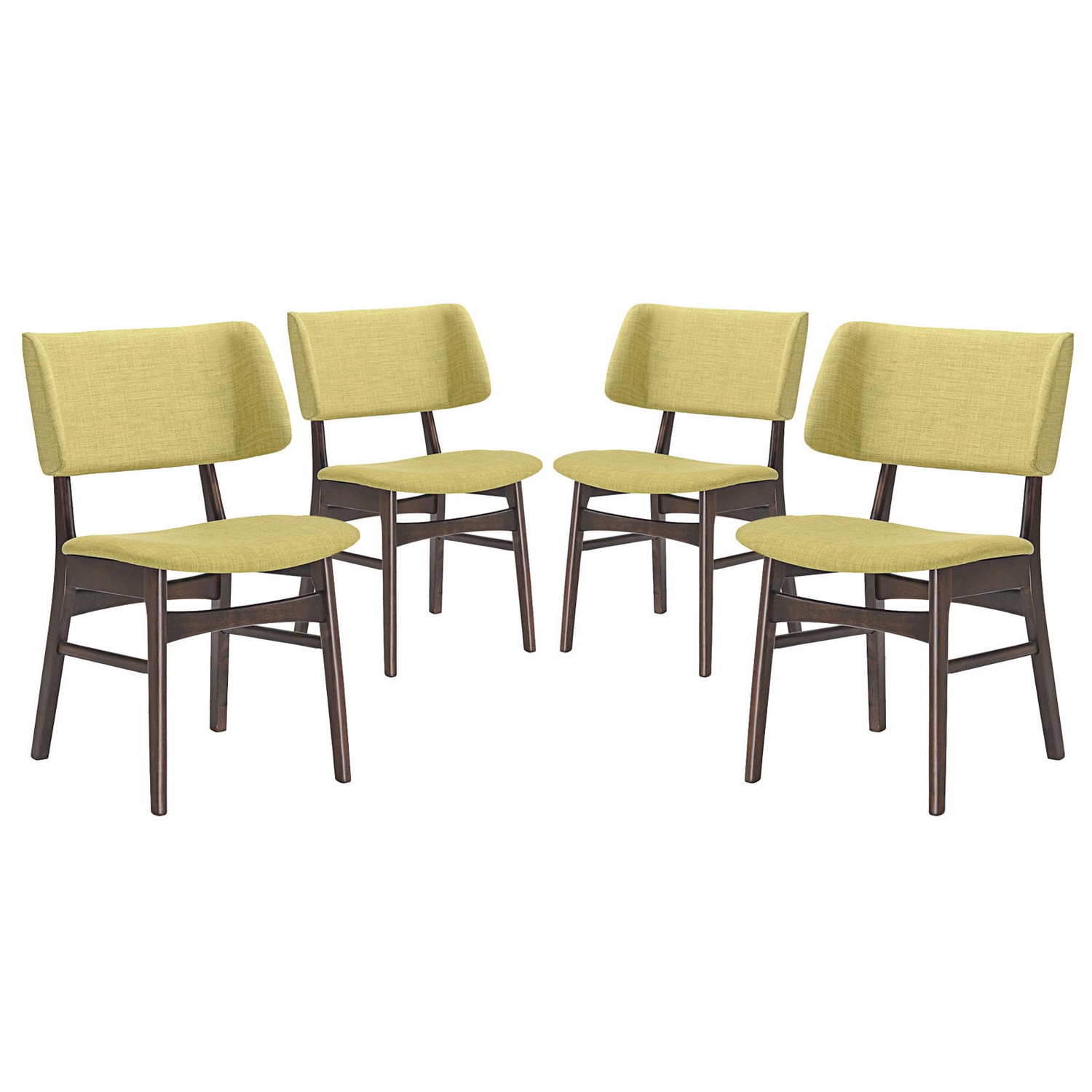 Modway Vestige Dining Side Chair Set of 4 - Walnut Green