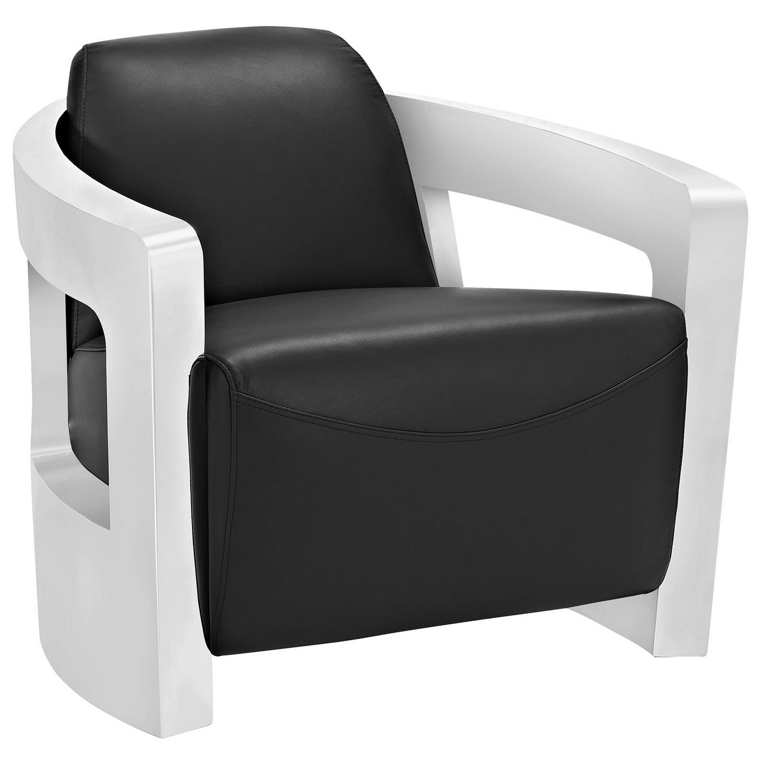 Modway Trip Leather Lounge Chair - Black