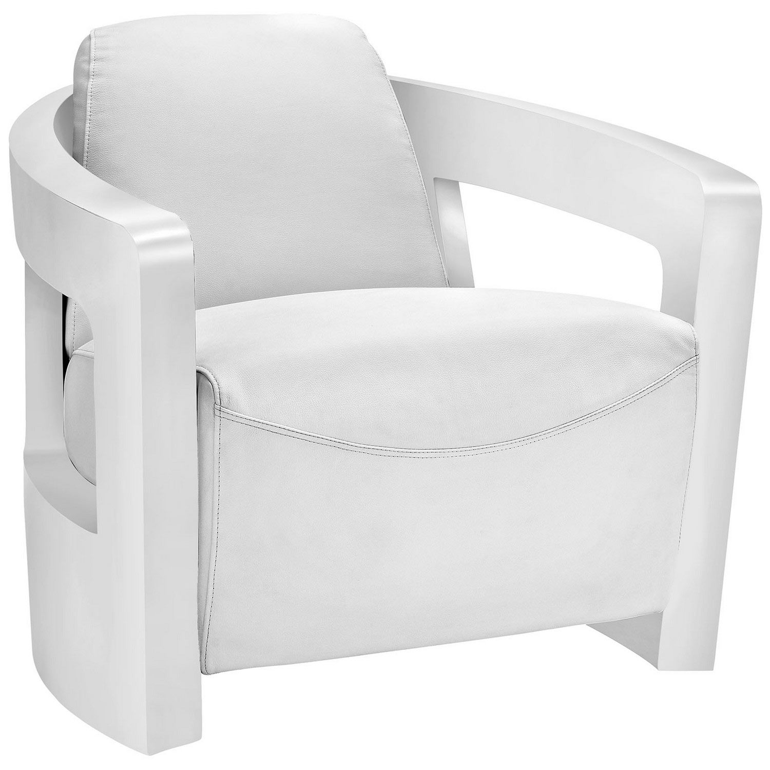 Modway Trip Leather Lounge Chair White MWEEI2069WHI at