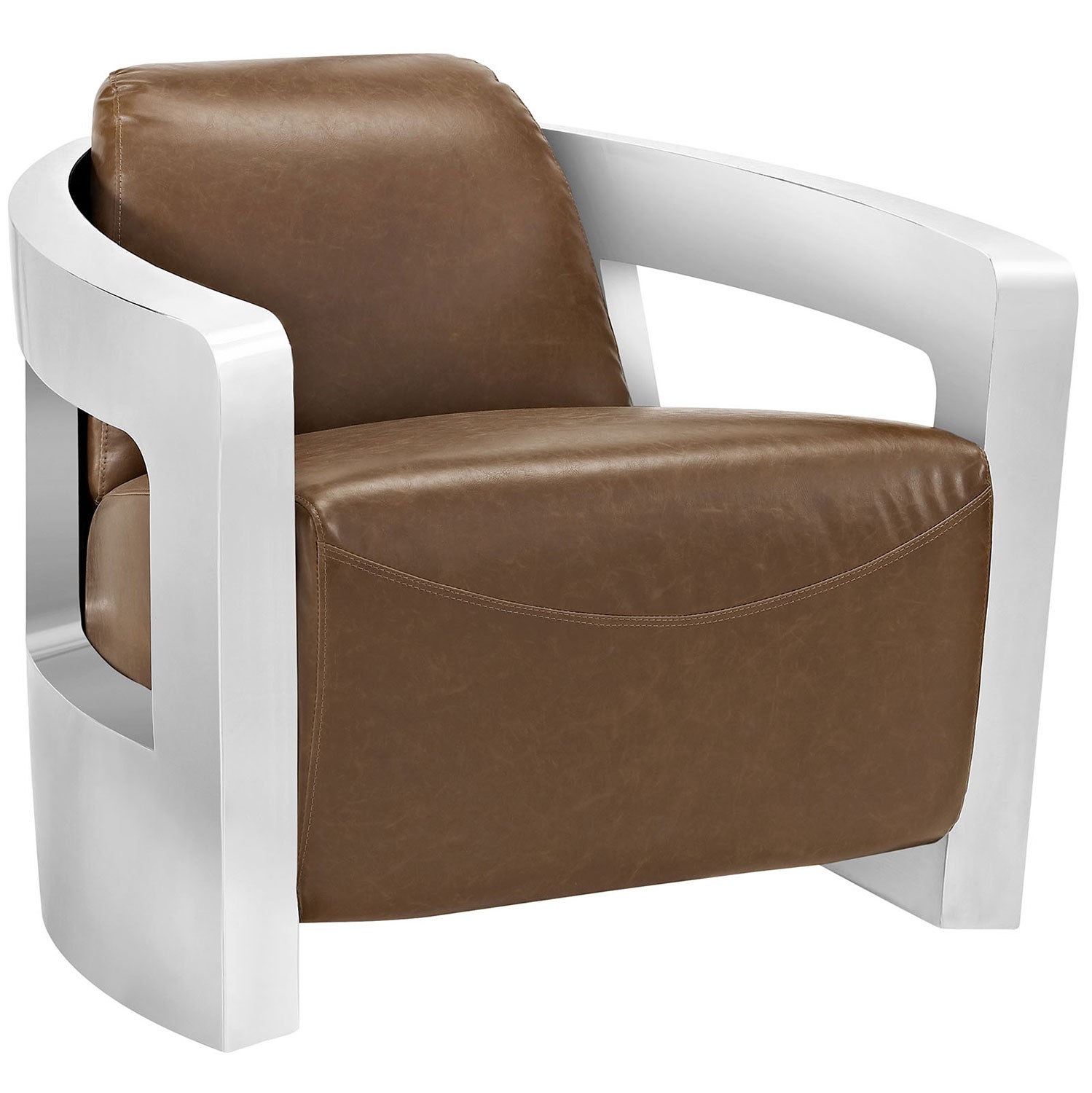 Modway Trip Leather Lounge Chair - Brown