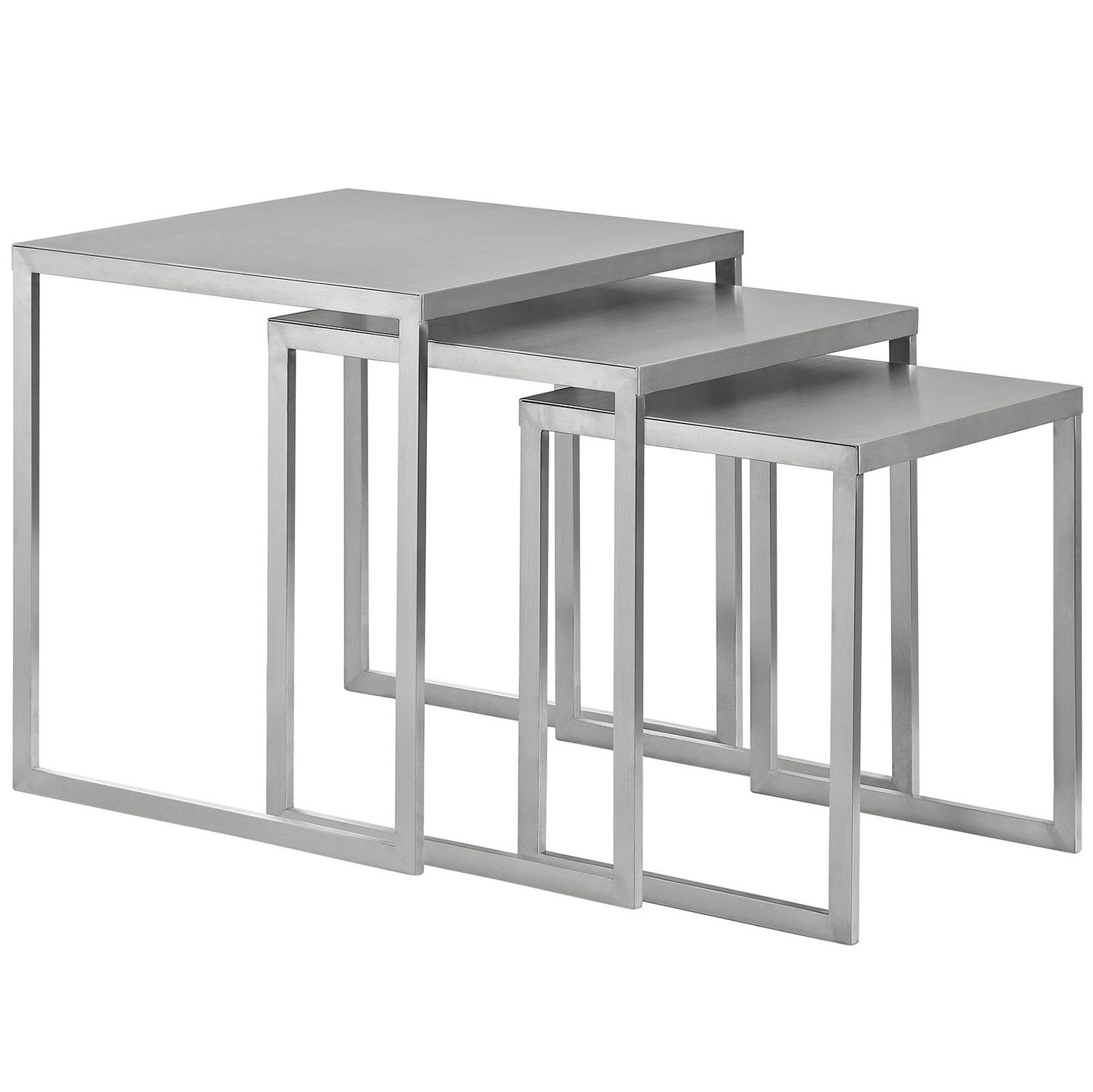 Modway Rail Stainless Steel Nesting Table - Silver
