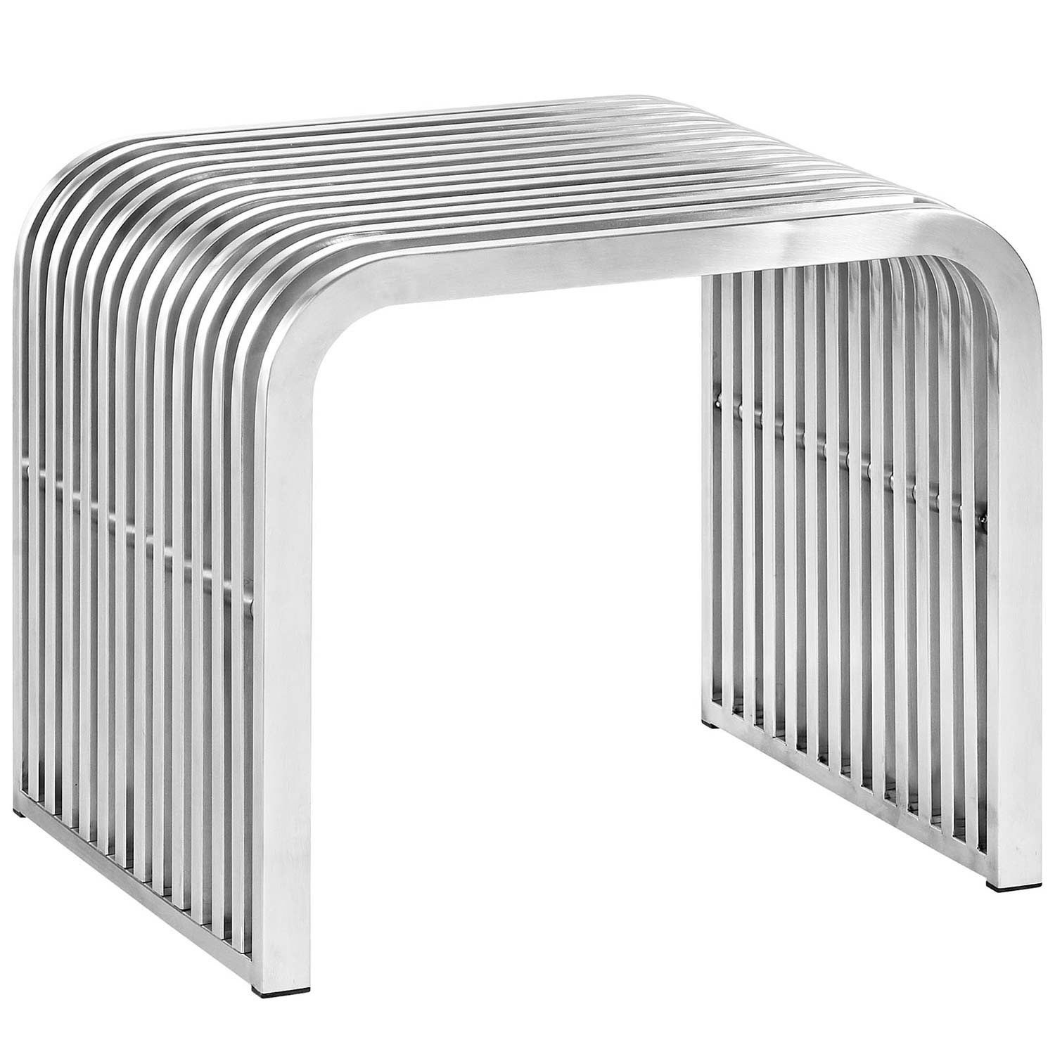 Modway Pipe Stainless Steel Bench - Silver