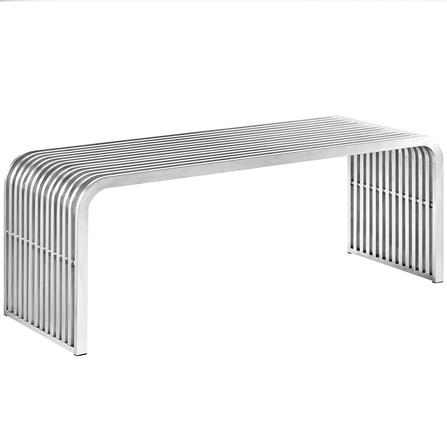 Modway Pipe Stainless Steel Bench - Silver